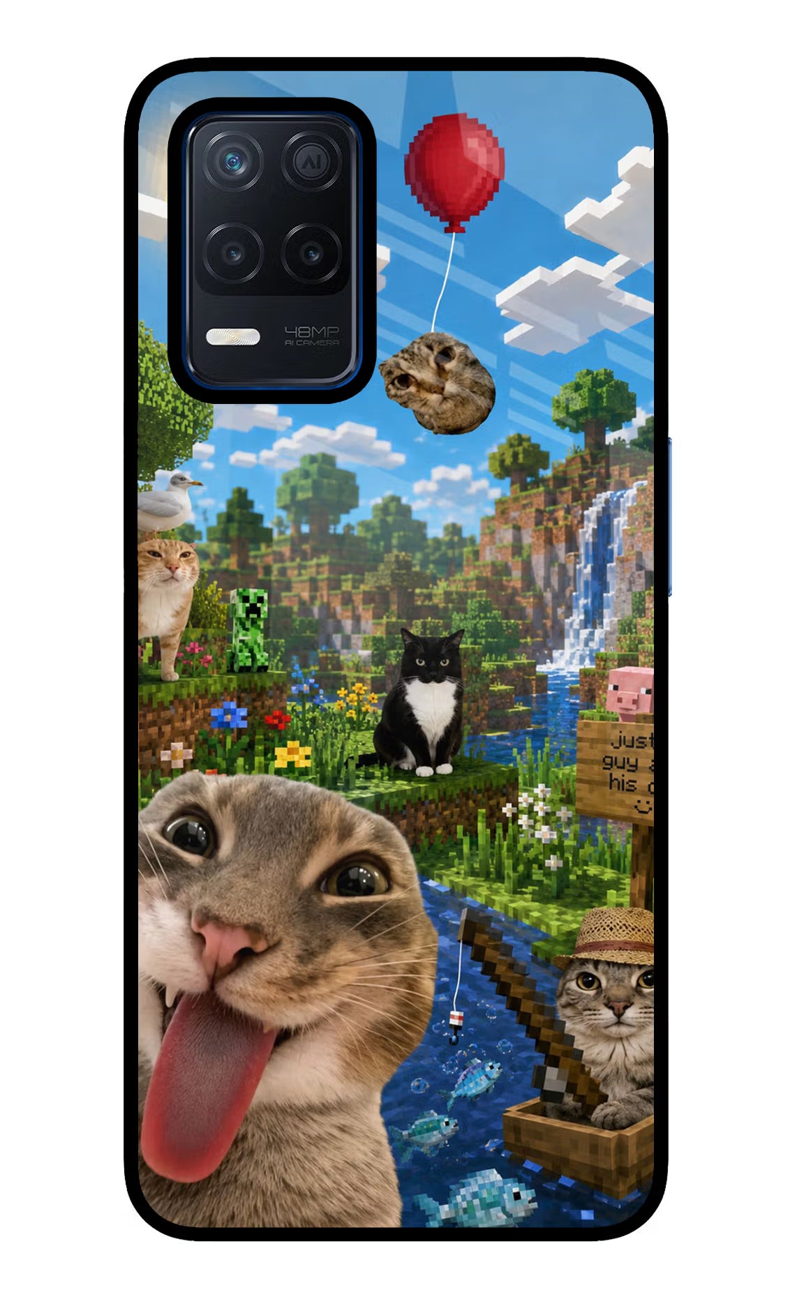 Minecraft Cat Chaos Realme Narzo 30 5G Glass Case - Minecraft Cat Chaos Realme Narzo 30 5G Glass Case Minecraft Cat Chaos Realme Narzo 30 5G Glass Case