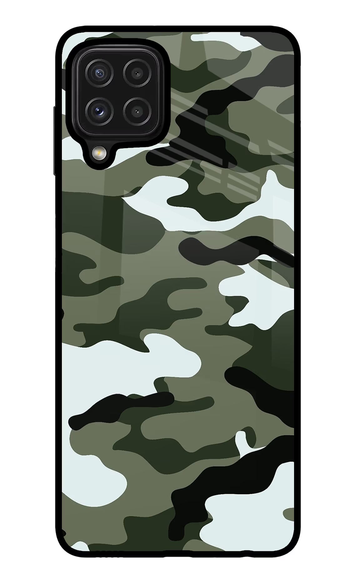 Camouflage Samsung M32 Back Cover - Camouflage Samsung M32 Glass Case Back Cover by Casekaro Camouflage Samsung M32 Glass Case Back Cover by Casekaro
