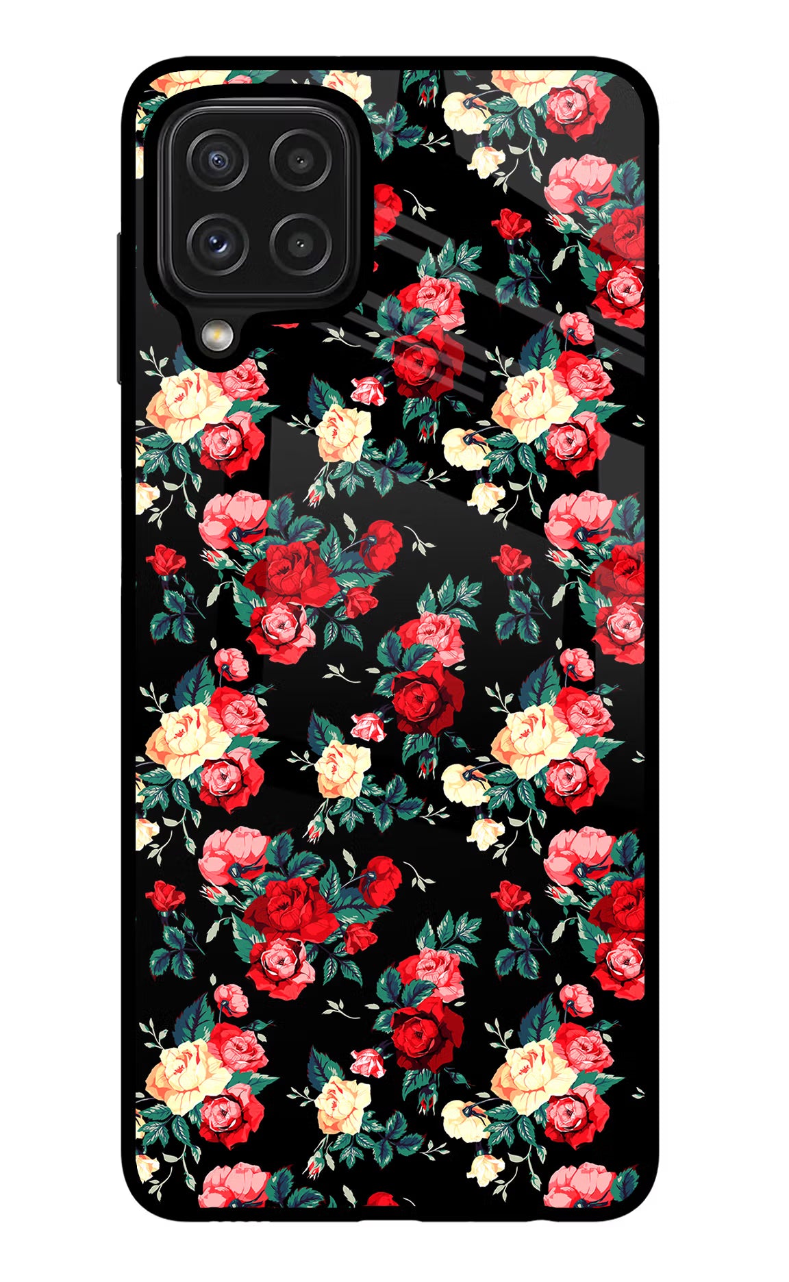 Rose Pattern Samsung M32 Glass Case - Rose Pattern Samsung M32 Glass Case Rose Pattern Samsung M32 Glass Case