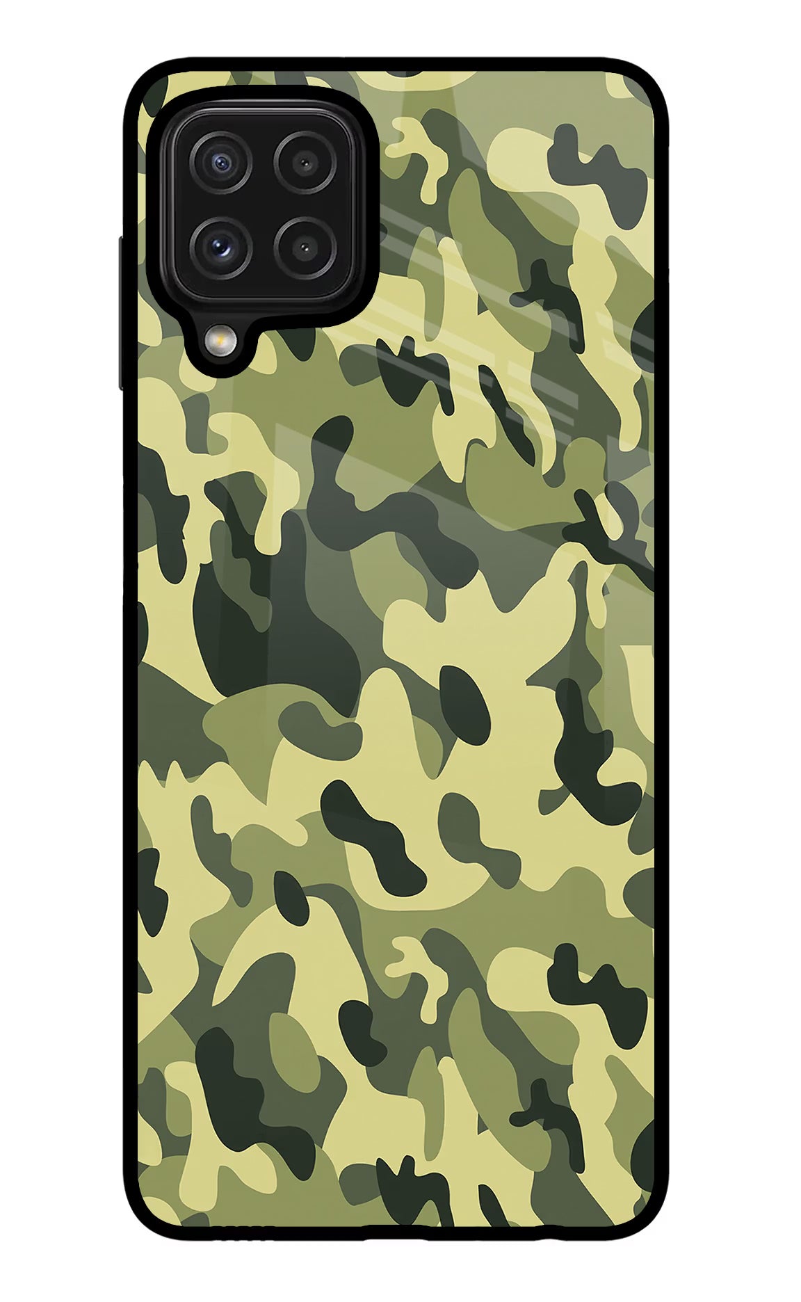 Camouflage Samsung M32 Back Cover - Camouflage Samsung M32 Glass Case Back Cover by Casekaro Camouflage Samsung M32 Glass Case Back Cover by Casekaro