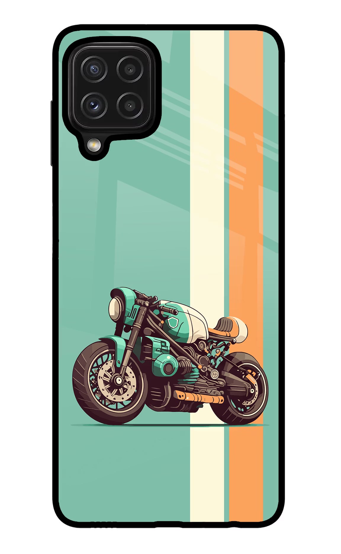 Striped Moto Drift Samsung M32 Back Cover - Striped Moto Drift Samsung M32 Glass Case Back Cover by Casekaro Striped Moto Drift Samsung M32 Glass Case Back Cover by Casekaro