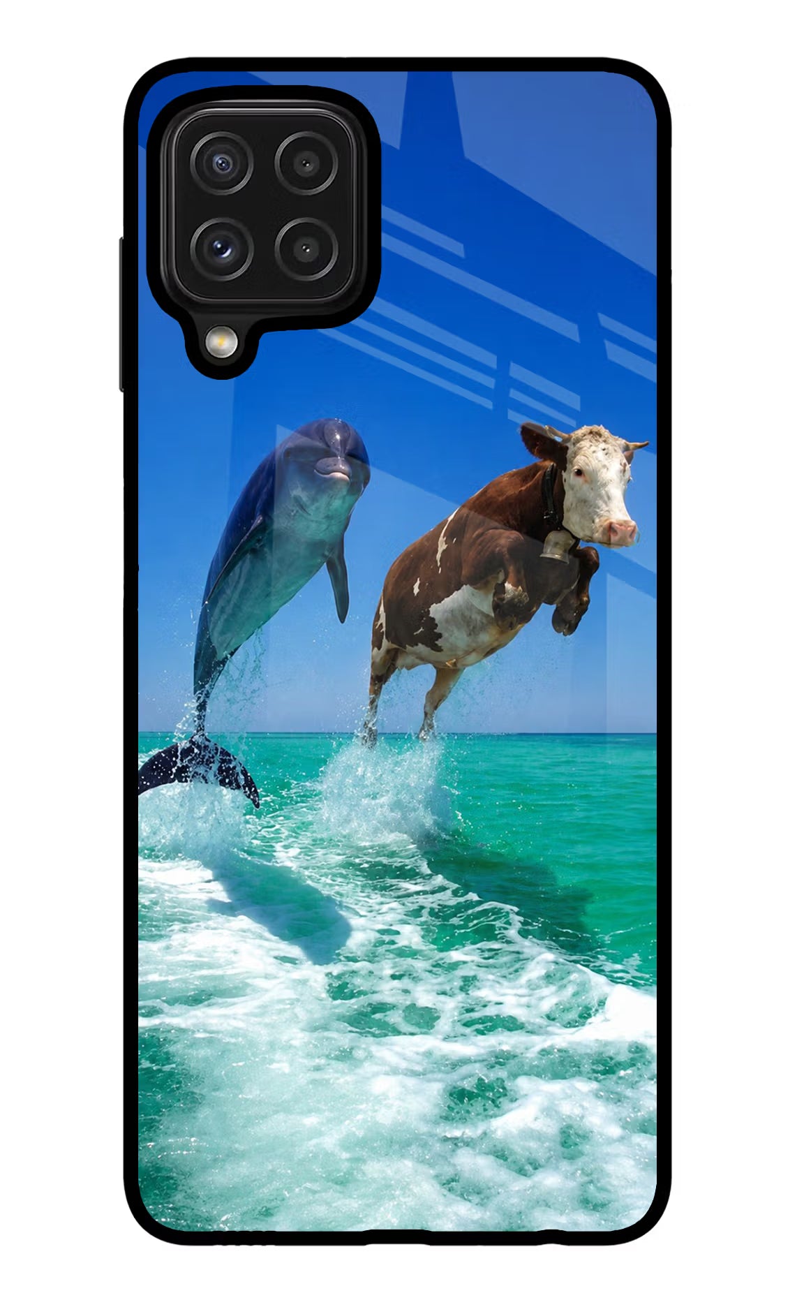 Dolphin vs Cow Samsung M32 Glass Case - Dolphin vs Cow Samsung M32 Glass Case Dolphin vs Cow Samsung M32 Glass Case