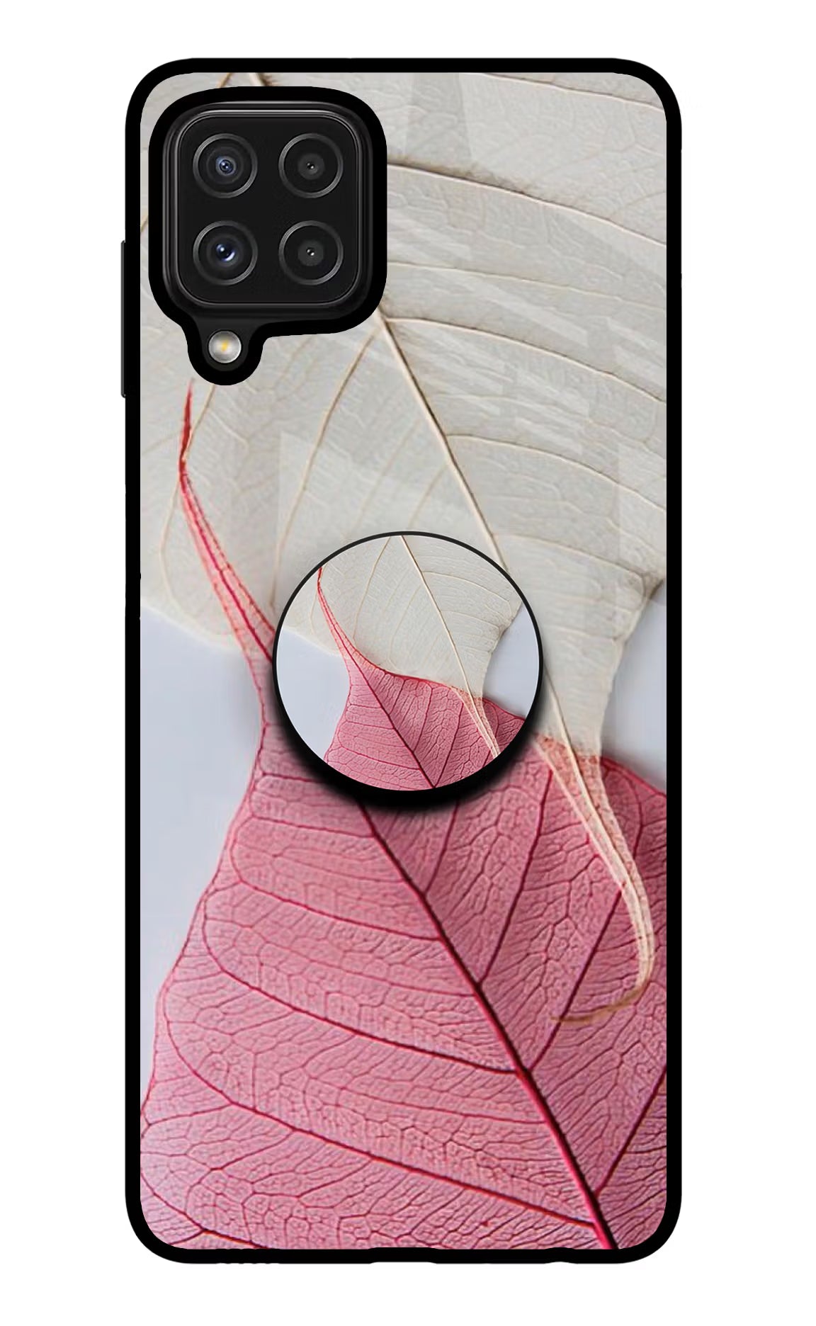 White Pink Leaf Samsung M32 Pop Case - White Pink Leaf Samsung M32 Pop Case by Casekaro White Pink Leaf Samsung M32 Pop Case by Casekaro