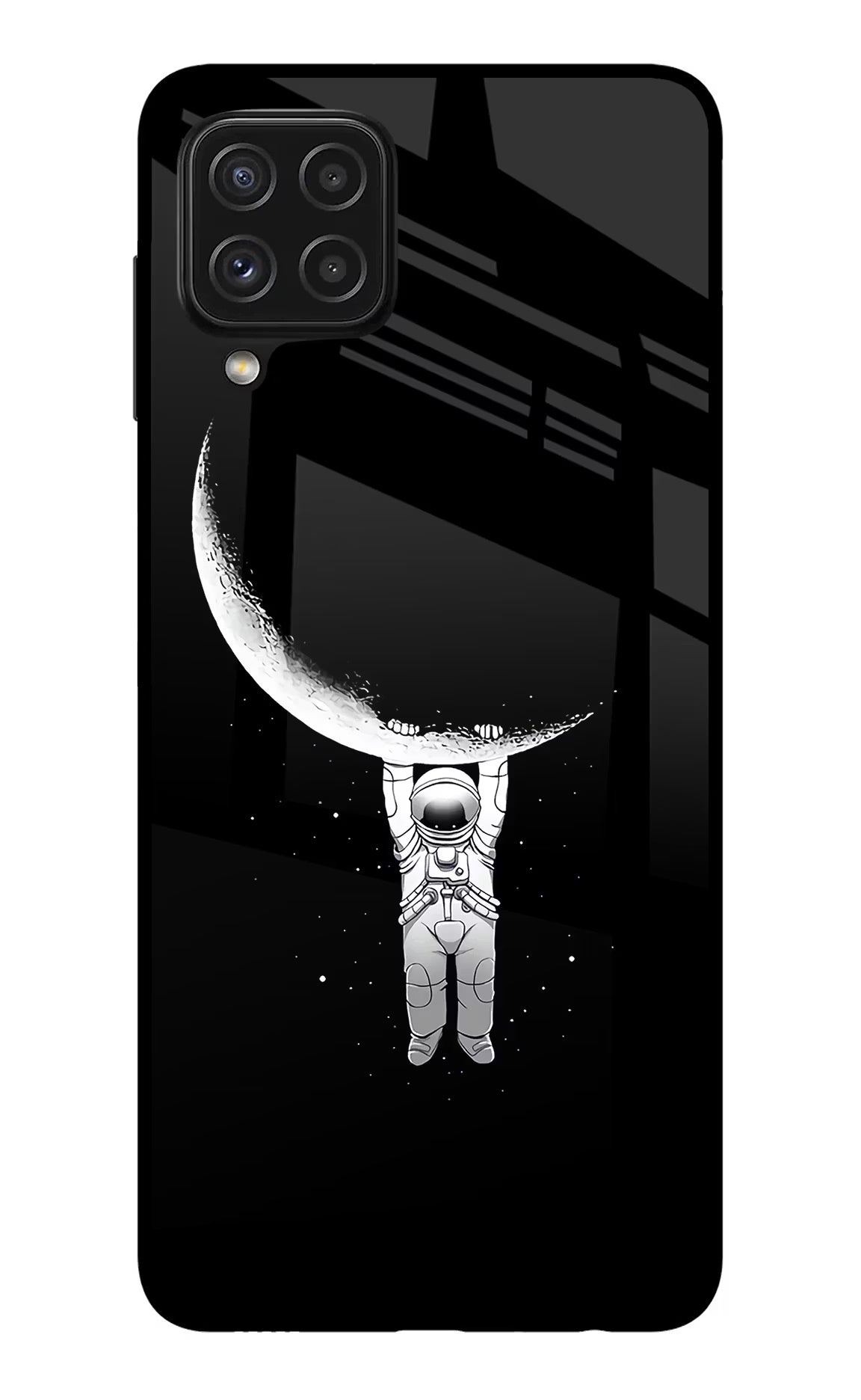 Moon Space Samsung A22 4G Back Cover - Moon Space Samsung A22 4G Glass Case Back Cover by Casekaro Moon Space Samsung A22 4G Glass Case Back Cover by Casekaro