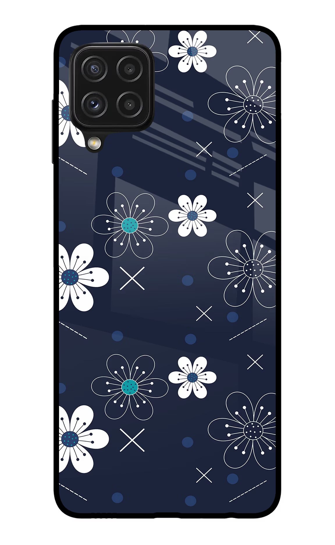Flowers Samsung A22 4G Glass Case - Flowers Samsung A22 4G Glass Case Flowers Samsung A22 4G Glass Case