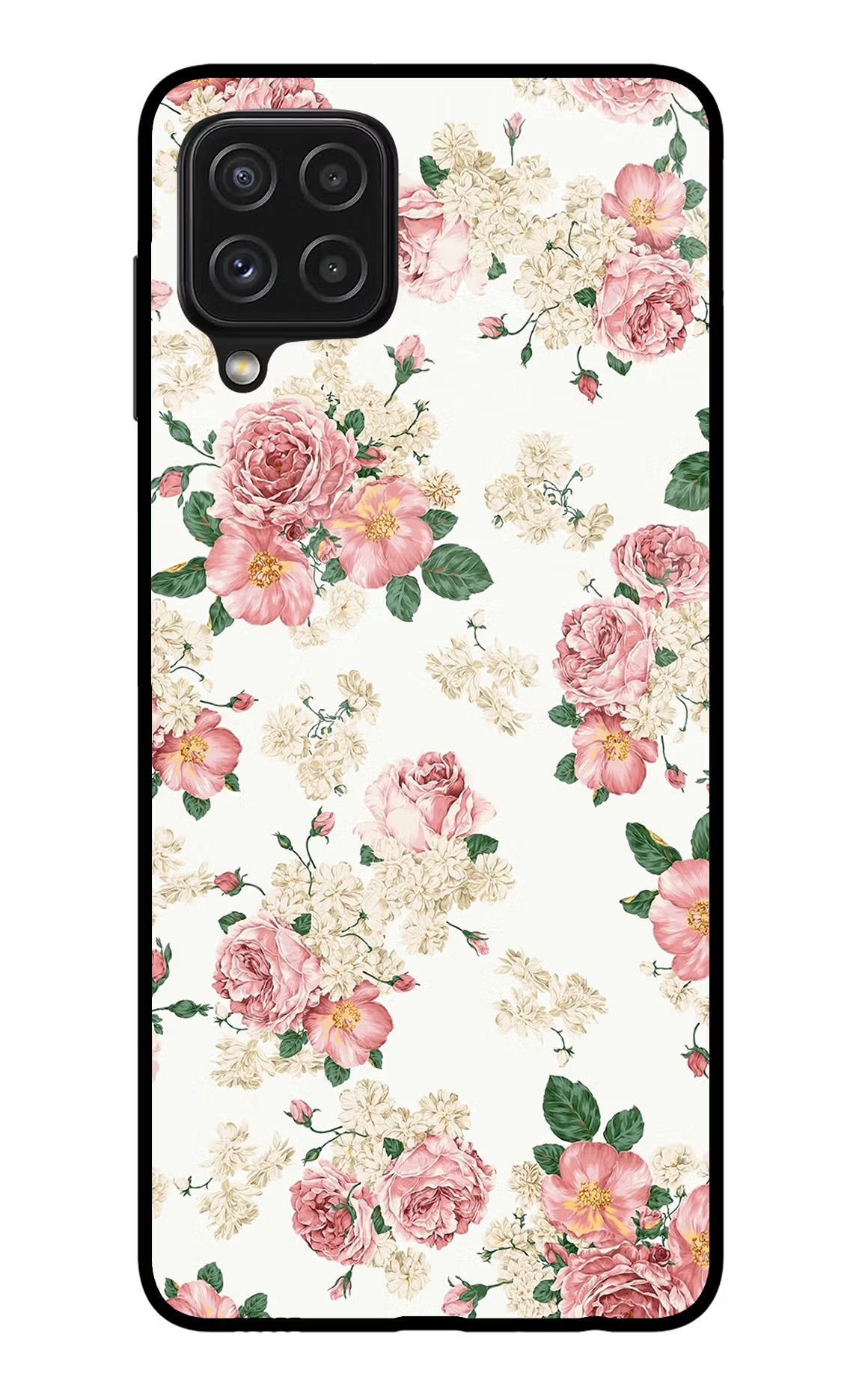 Flowers Samsung A22 4G Back Cover - Flowers Samsung A22 4G Glass Case Back Cover by Casekaro Flowers Samsung A22 4G Glass Case Back Cover by Casekaro