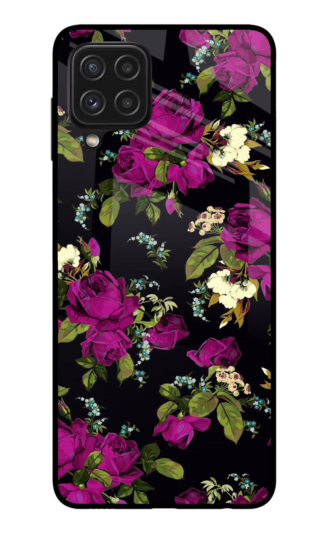 Flowers Samsung A22 4G Glass Case - Flowers Samsung A22 4G Glass Case Flowers Samsung A22 4G Glass Case
