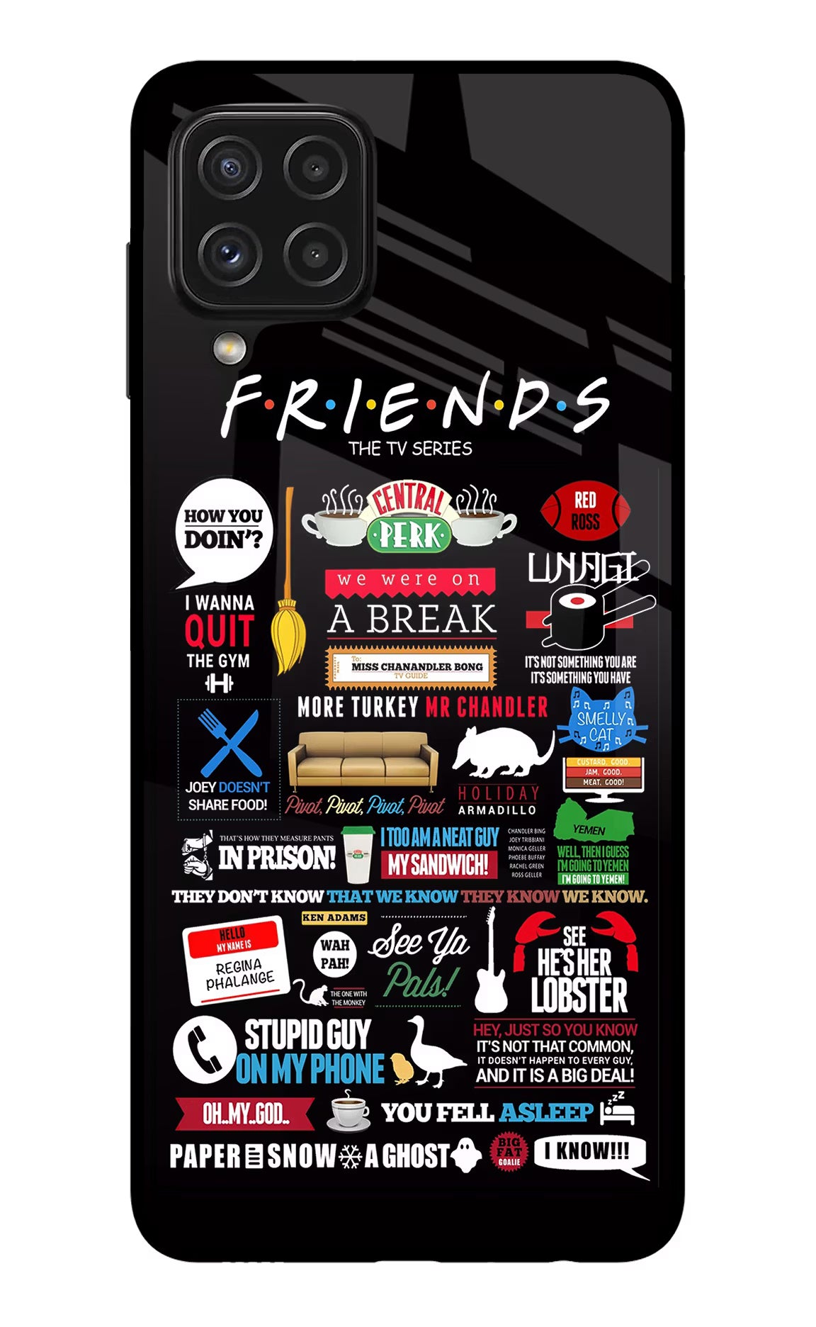 FRIENDS Samsung A22 4G Glass Case - FRIENDS Samsung A22 4G Glass Case FRIENDS Samsung A22 4G Glass Case