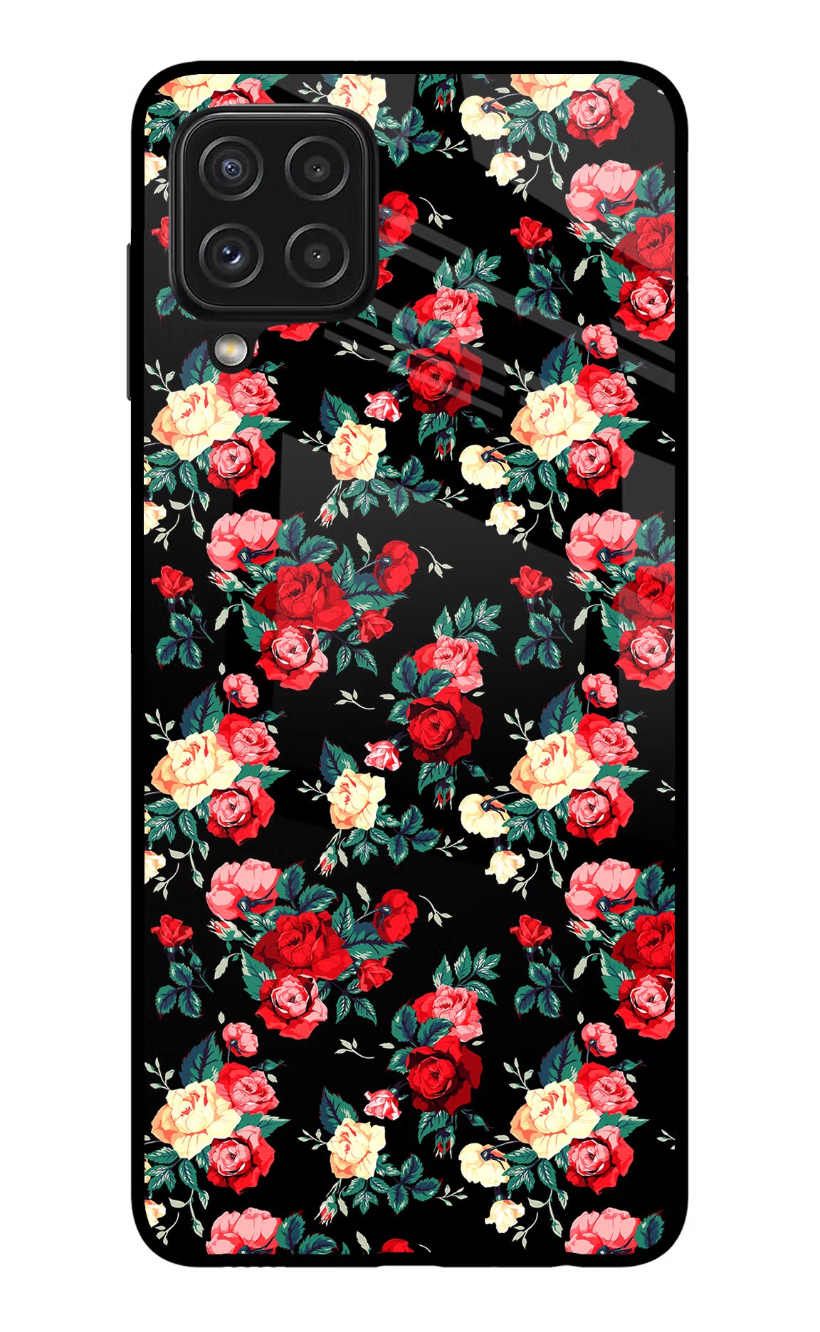 Rose Pattern Samsung A22 4G Glass Case - Rose Pattern Samsung A22 4G Glass Case Rose Pattern Samsung A22 4G Glass Case