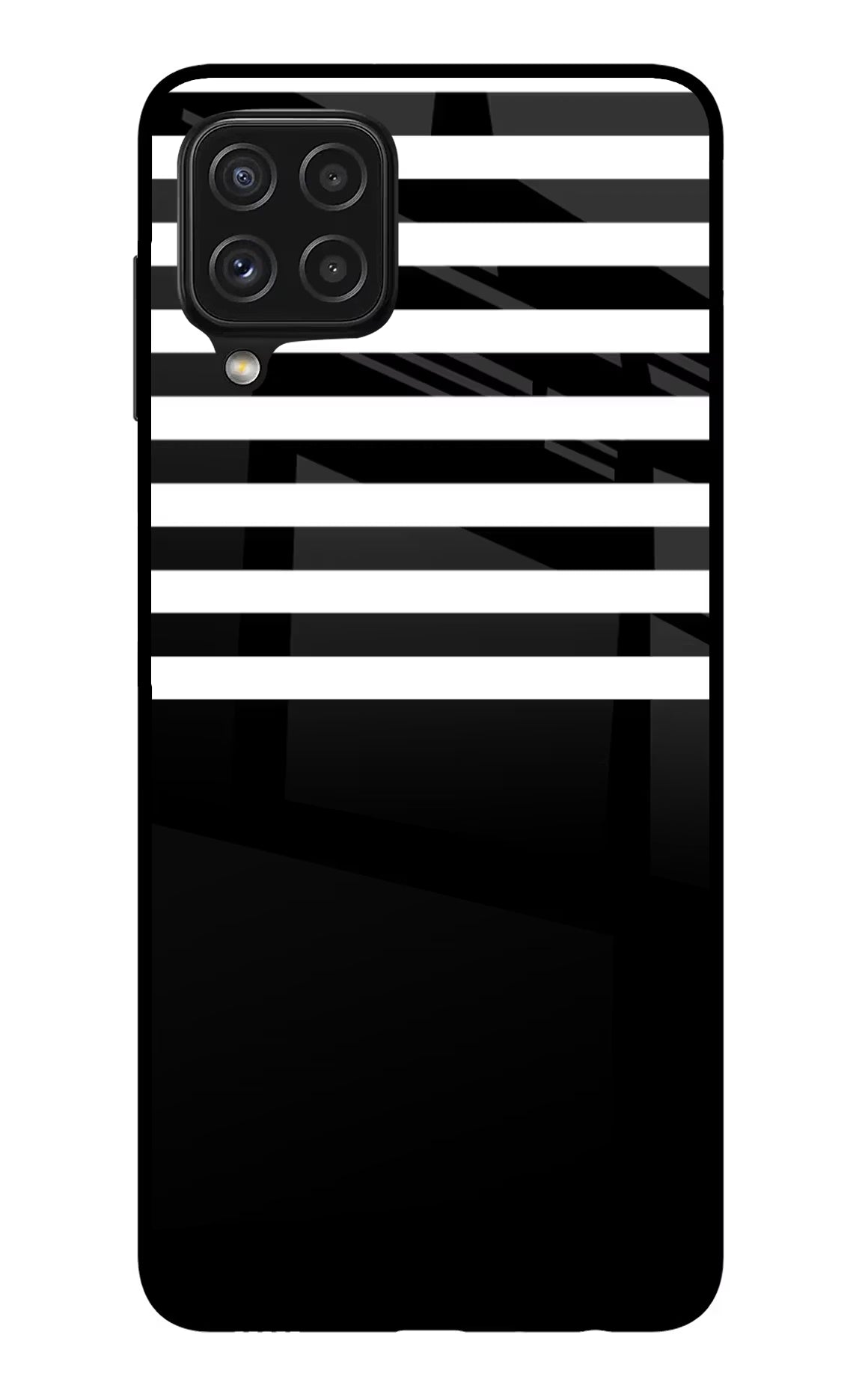 Black and White Print Samsung A22 4G Back Cover - Black and White Print Samsung A22 4G Glass Case Back Cover by Casekaro Black and White Print Samsung A22 4G Glass Case Back Cover by Casekaro