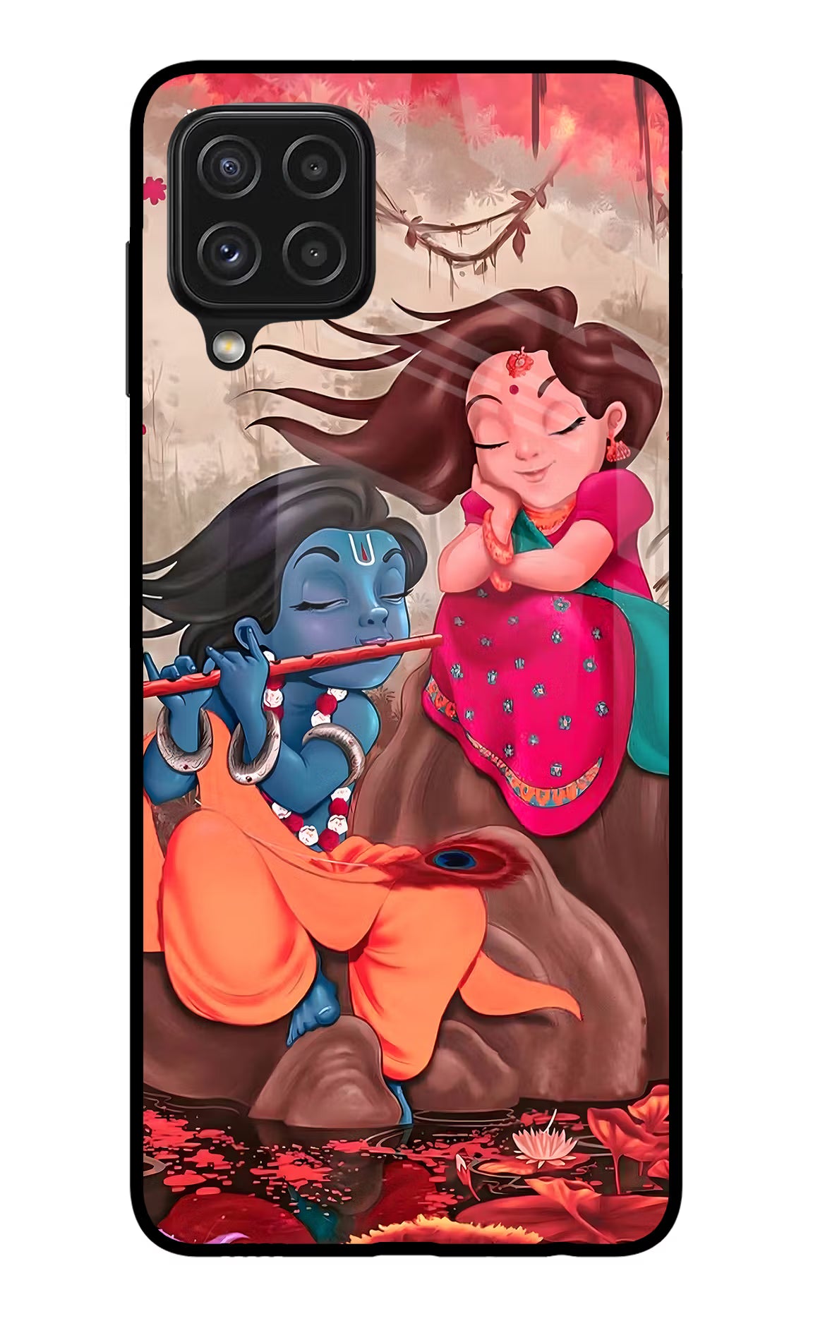 Radhe Krishna Samsung A22 4G Back Cover - Radhe Krishna Samsung A22 4G Glass Case Back Cover by Casekaro Radhe Krishna Samsung A22 4G Glass Case Back Cover by Casekaro