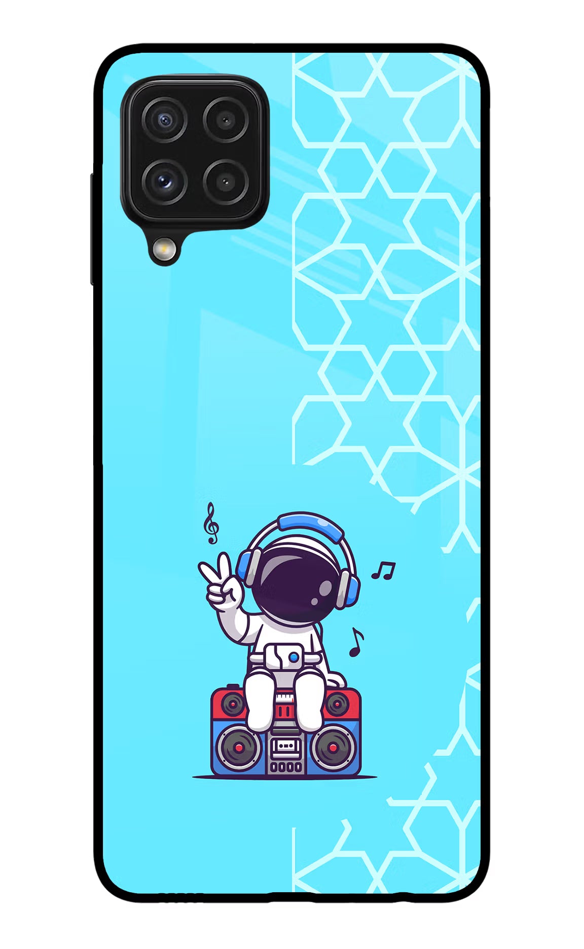 Cute Astronaut Chilling Samsung A22 4G Back Cover - Cute Astronaut Chilling Samsung A22 4G Glass Case Back Cover by Casekaro Cute Astronaut Chilling Samsung A22 4G Glass Case Back Cover by Casekaro