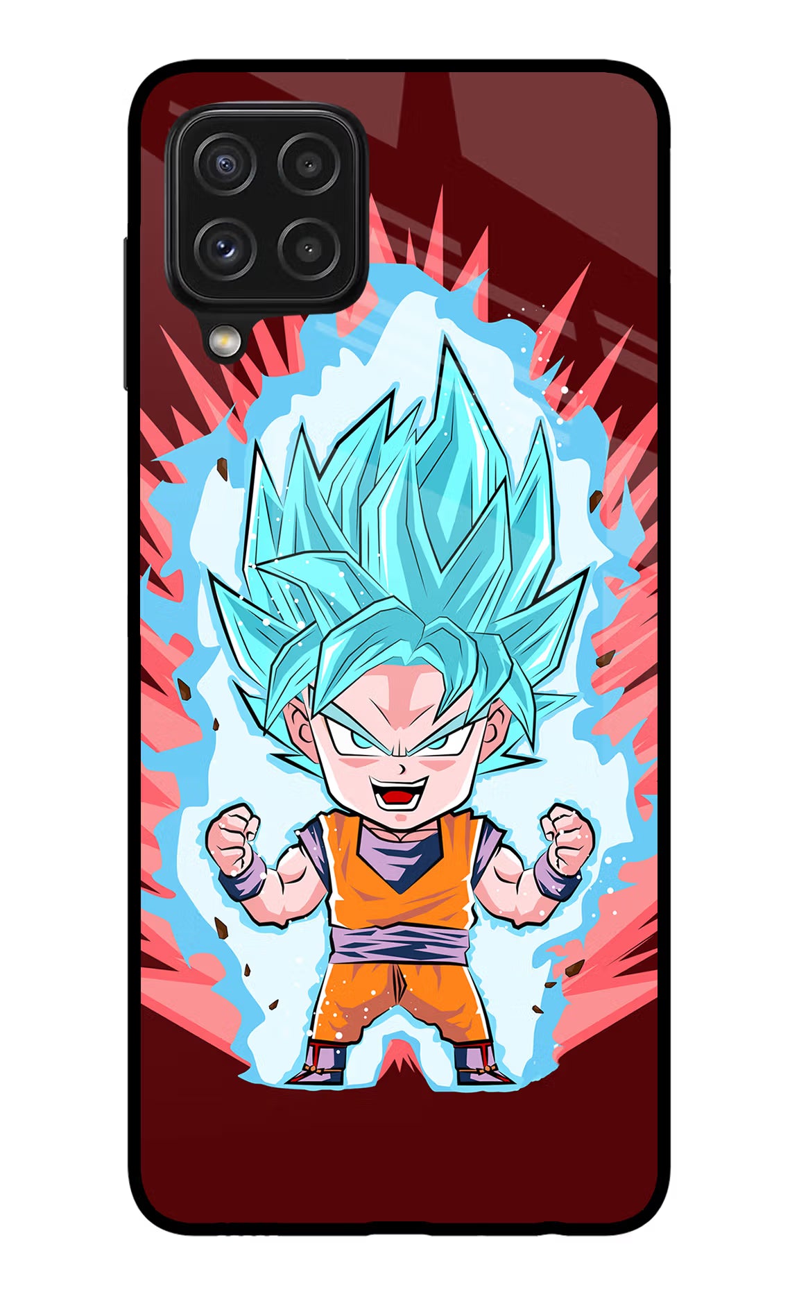 Goku Little Samsung A22 4G Back Cover - Goku Little Samsung A22 4G Glass Case Back Cover by Casekaro Goku Little Samsung A22 4G Glass Case Back Cover by Casekaro