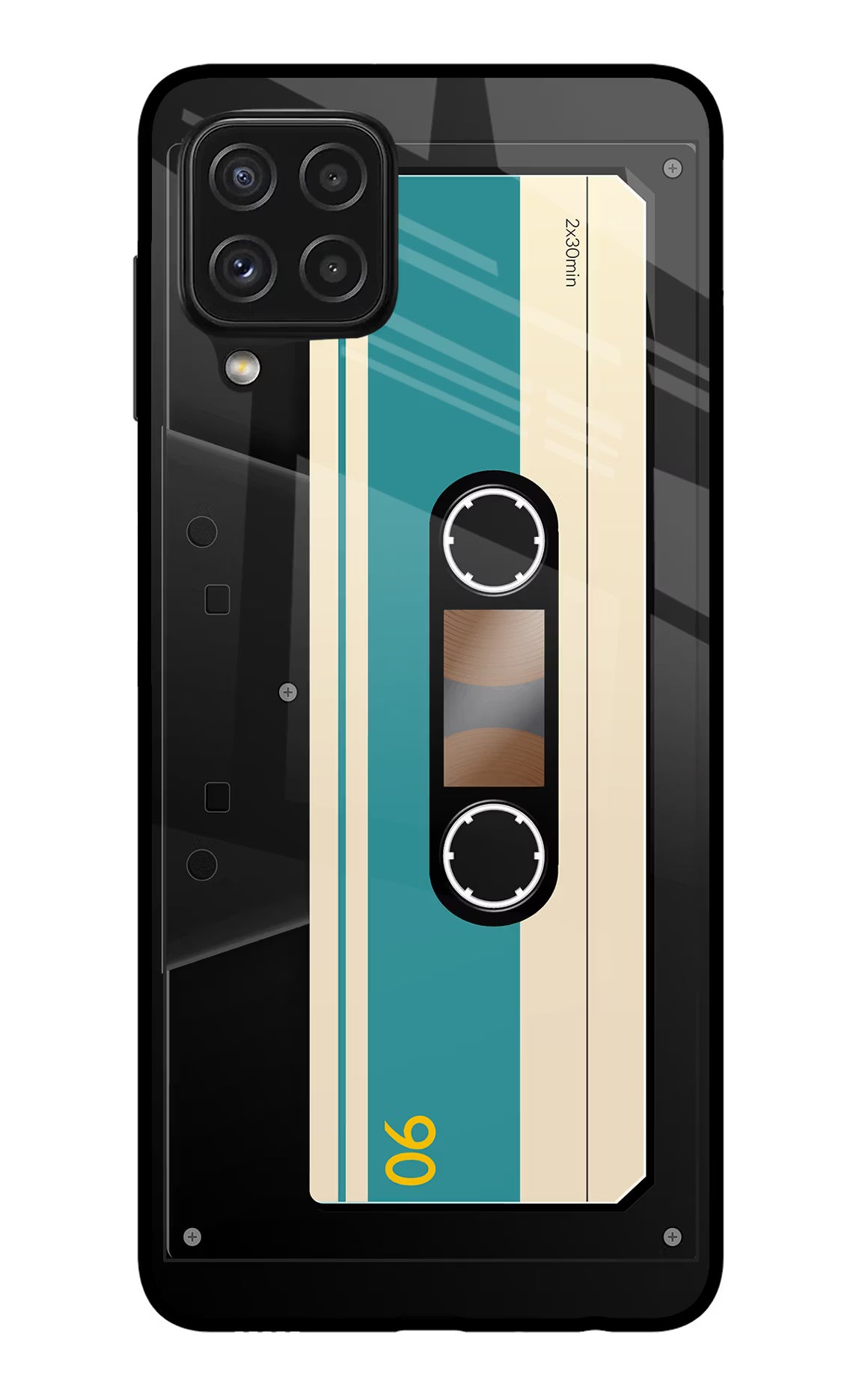 Cassette Samsung A22 4G Back Cover - Cassette Samsung A22 4G Glass Case Back Cover by Casekaro Cassette Samsung A22 4G Glass Case Back Cover by Casekaro