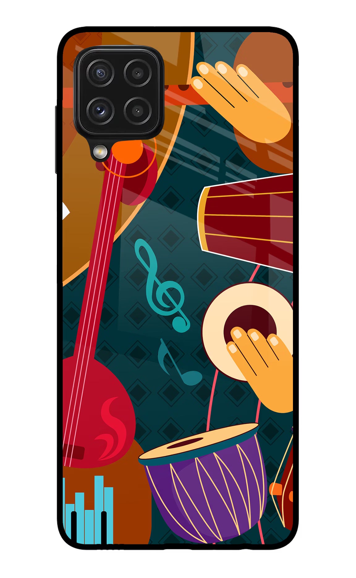 Music Instrument Samsung A22 4G Back Cover - Music Instrument Samsung A22 4G Glass Case Back Cover by Casekaro Music Instrument Samsung A22 4G Glass Case Back Cover by Casekaro