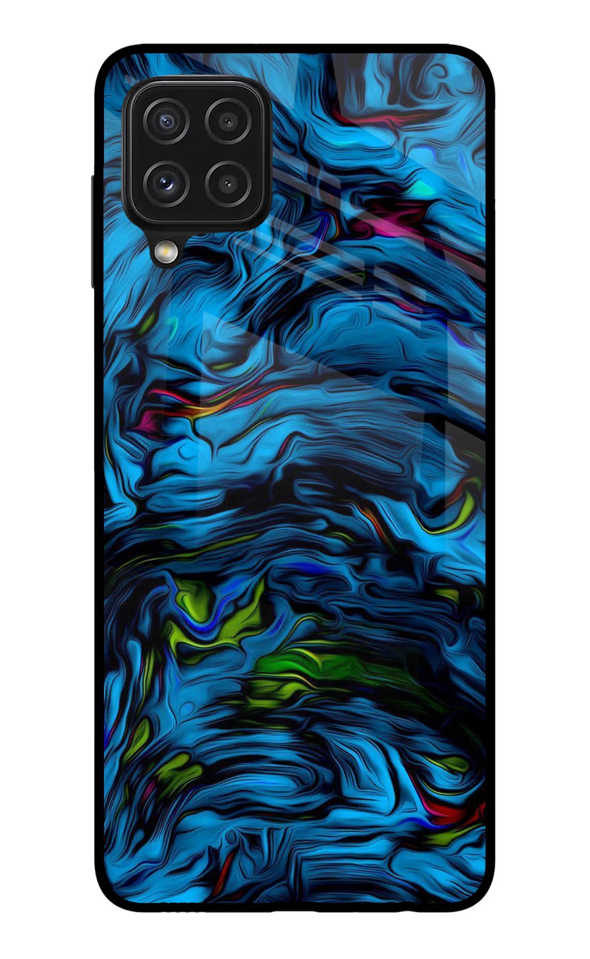 Dark Blue Abstract Samsung A22 4G Back Cover - Dark Blue Abstract Samsung A22 4G Glass Case Back Cover by Casekaro Dark Blue Abstract Samsung A22 4G Glass Case Back Cover by Casekaro