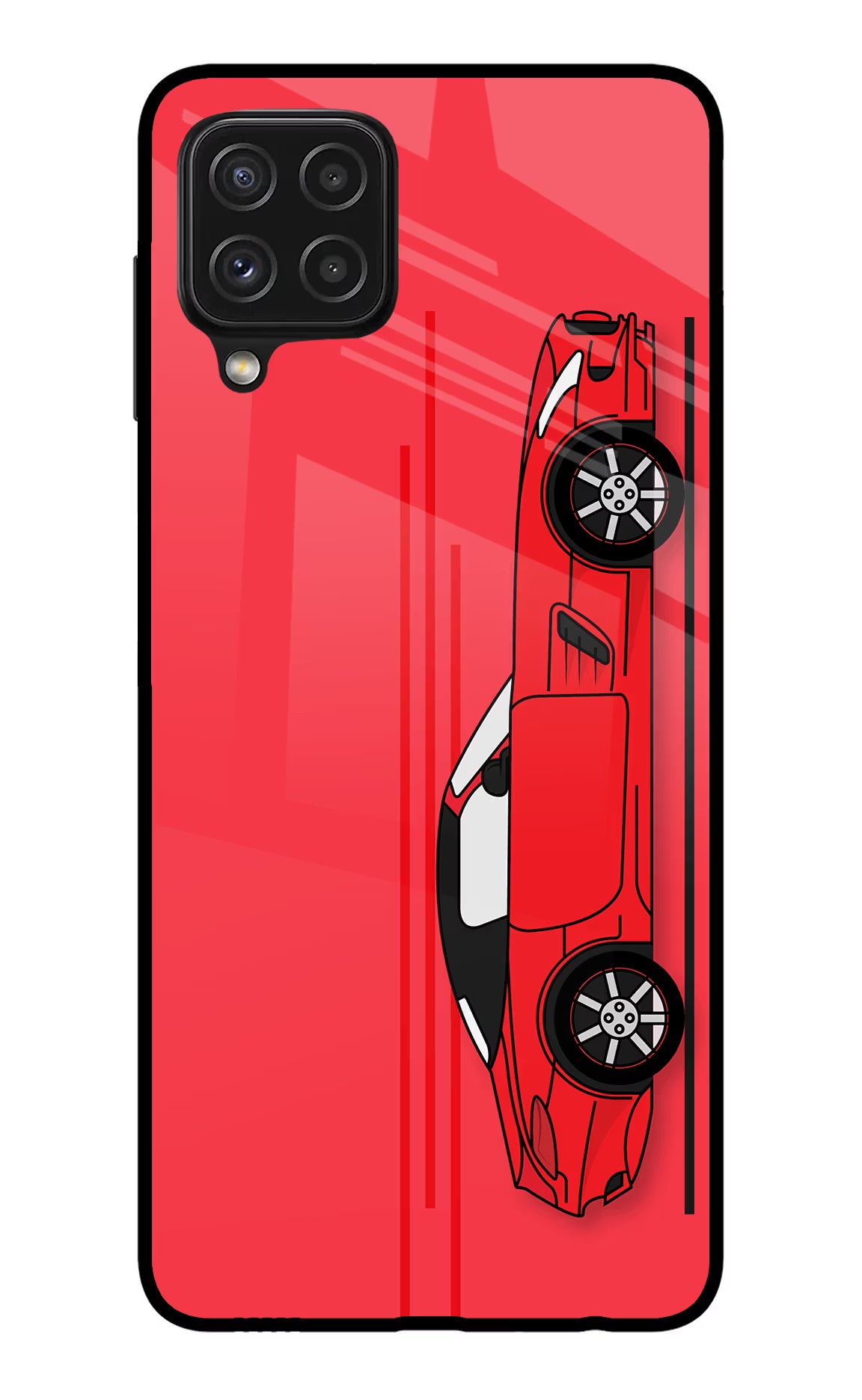 Red Velocity Samsung A22 4G Back Cover - Red Velocity Samsung A22 4G Glass Case Back Cover by Casekaro Red Velocity Samsung A22 4G Glass Case Back Cover by Casekaro