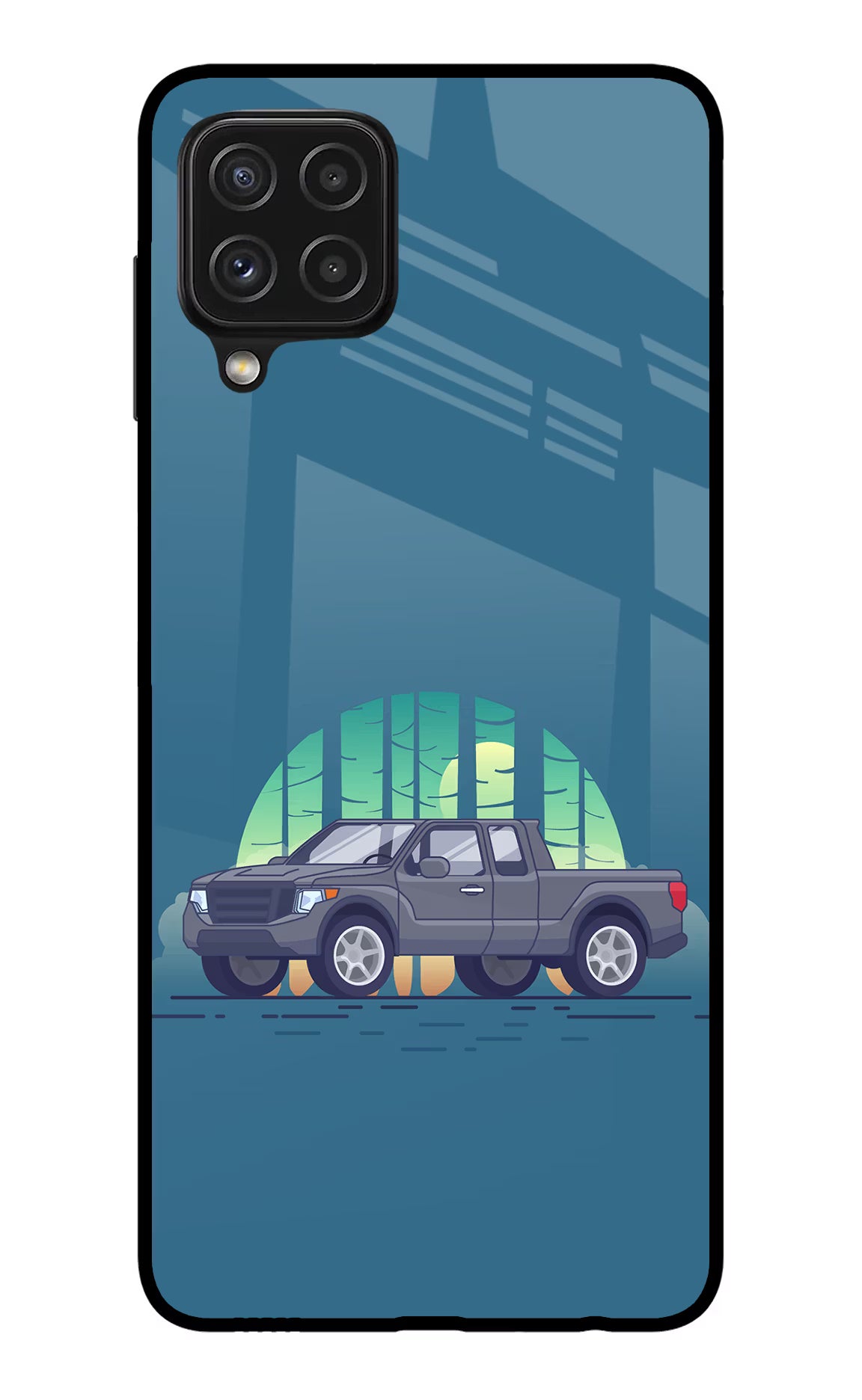 Retro Garage Vibe Samsung A22 4G Back Cover - Retro Garage Vibe Samsung A22 4G Glass Case Back Cover by Casekaro Retro Garage Vibe Samsung A22 4G Glass Case Back Cover by Casekaro