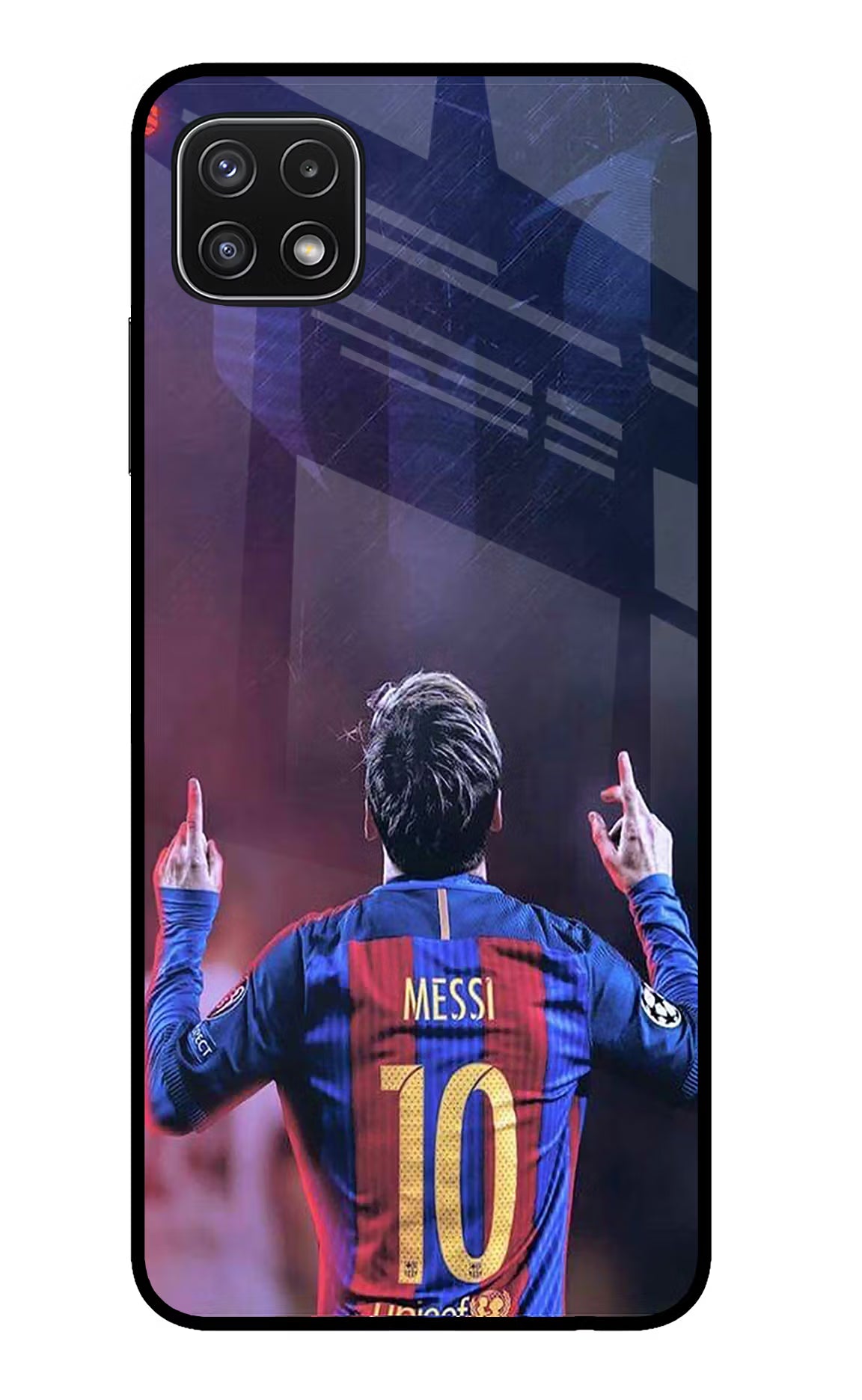 Messi Samsung A22 5G Back Cover - Messi Samsung A22 5G Glass Case Back Cover by Casekaro Messi Samsung A22 5G Glass Case Back Cover by Casekaro