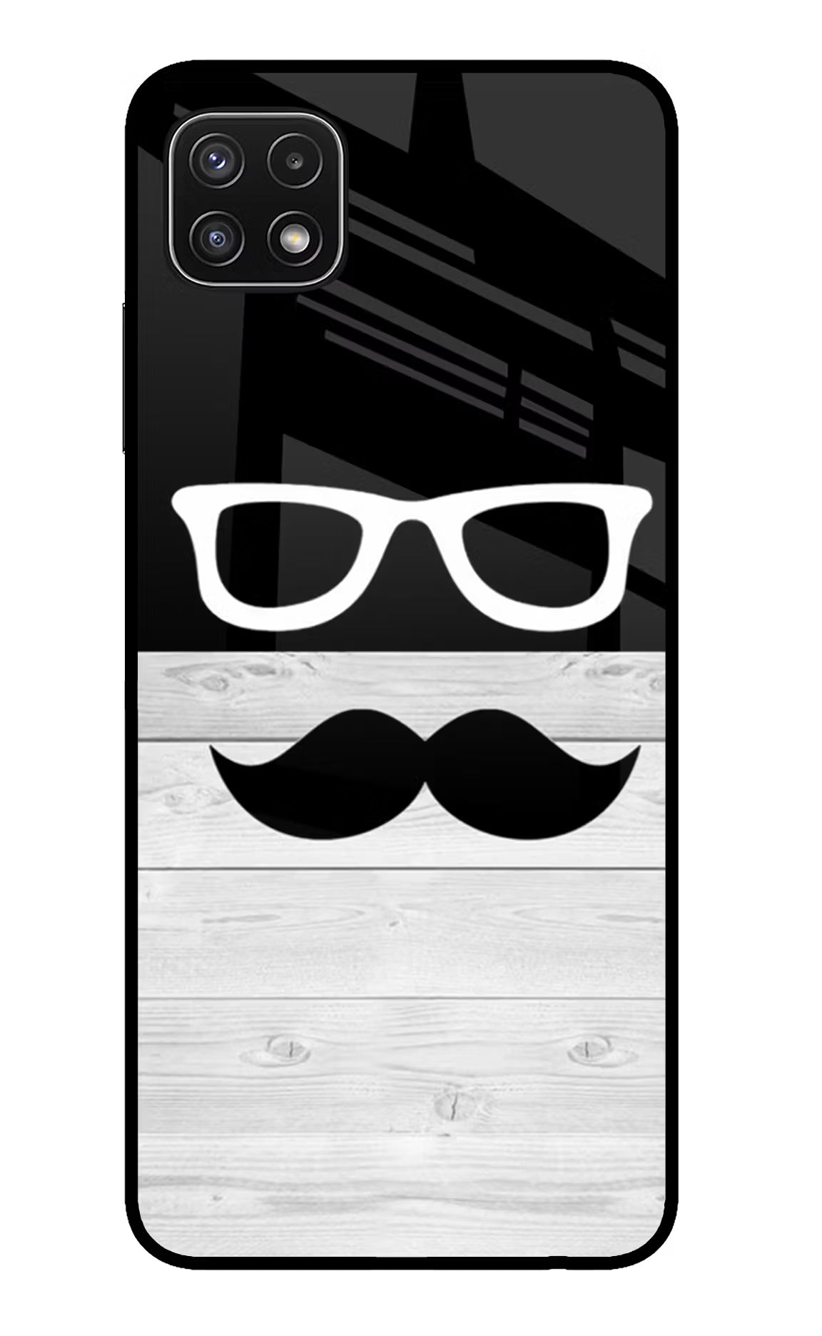 Mustache Samsung A22 5G Back Cover - Mustache Samsung A22 5G Glass Case Back Cover by Casekaro Mustache Samsung A22 5G Glass Case Back Cover by Casekaro
