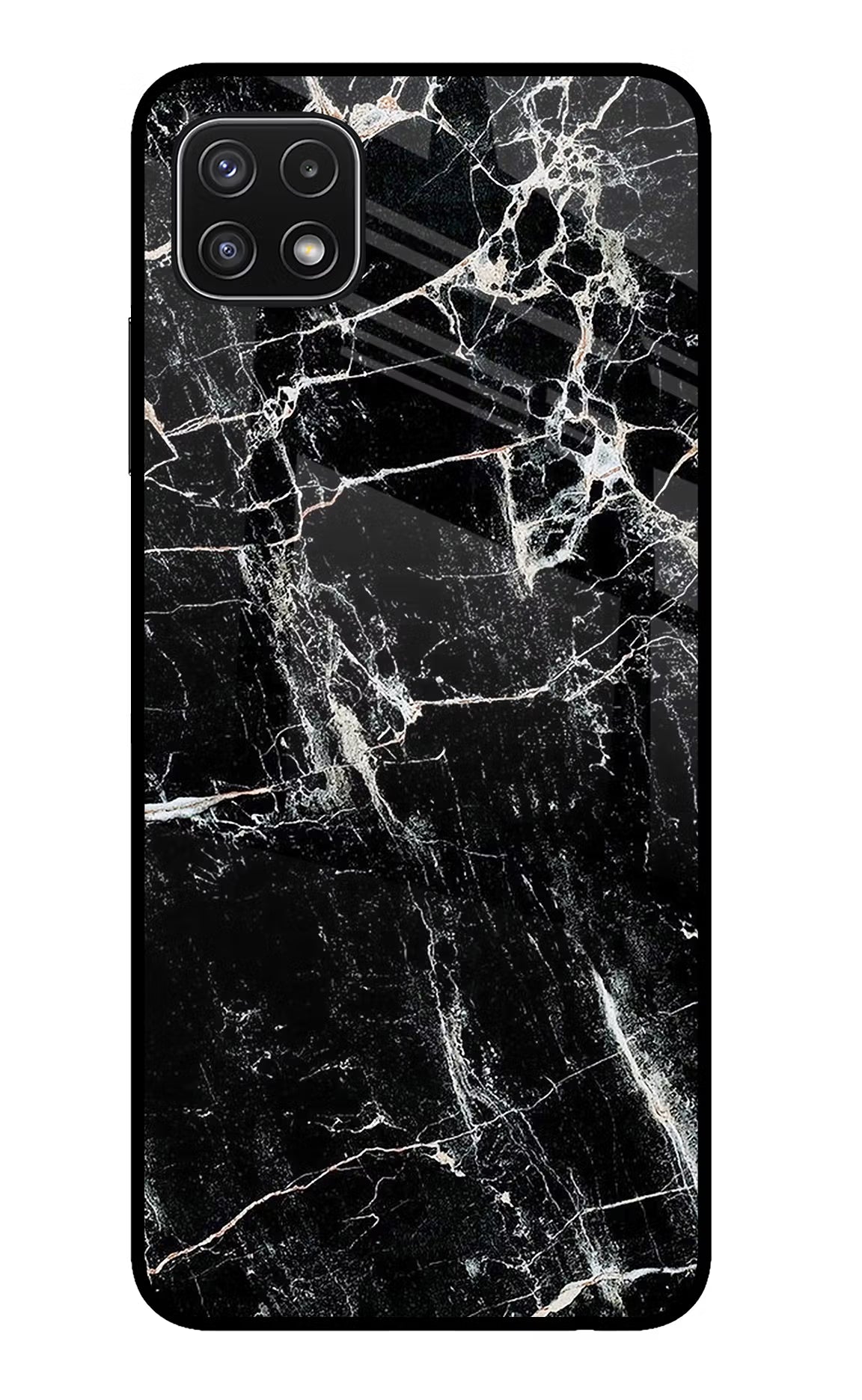 Black Marble Texture Samsung A22 5G Back Cover - Black Marble Texture Samsung A22 5G Glass Case Back Cover by Casekaro Black Marble Texture Samsung A22 5G Glass Case Back Cover by Casekaro