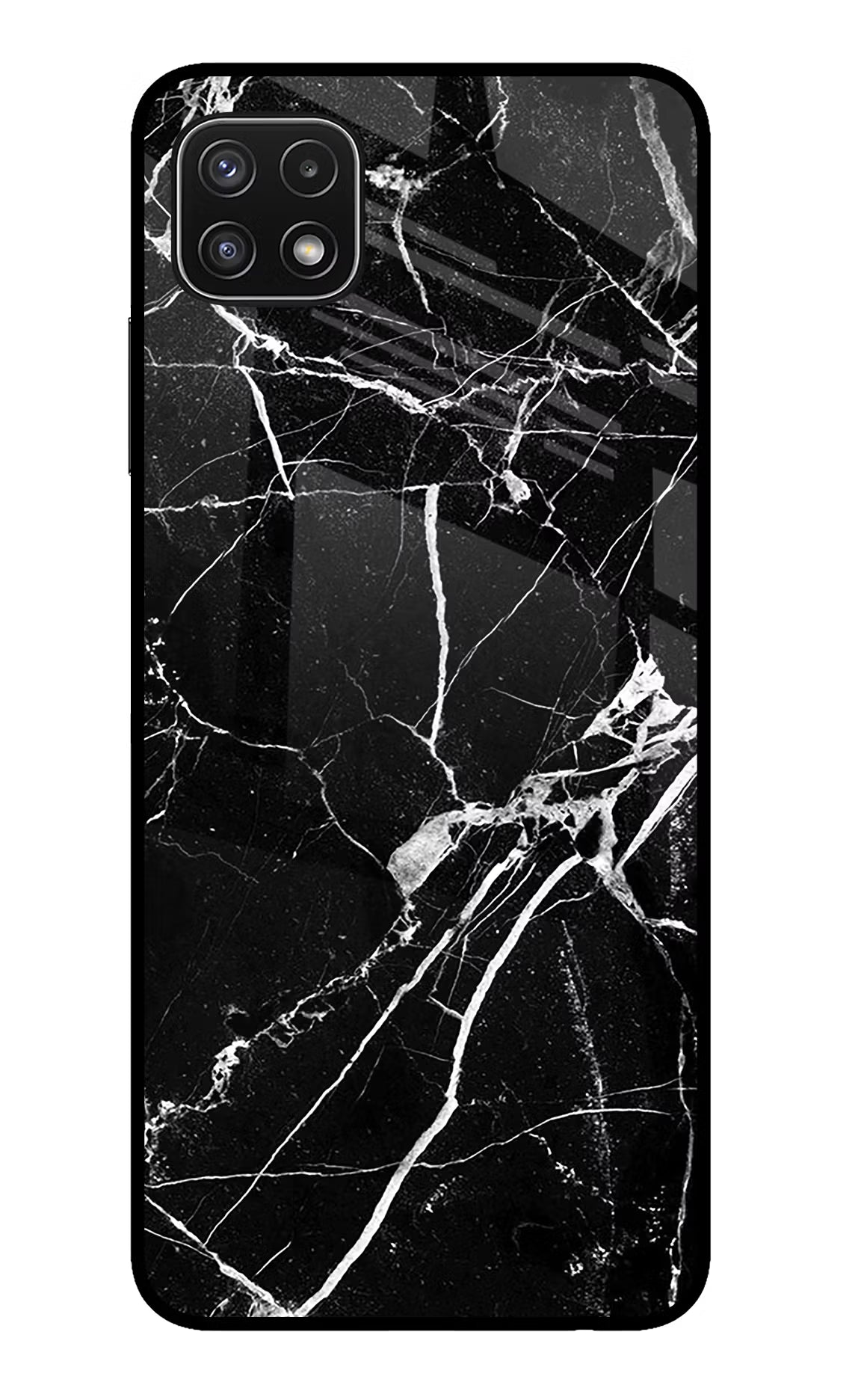 Black Marble Pattern Samsung A22 5G Back Cover - Black Marble Pattern Samsung A22 5G Glass Case Back Cover by Casekaro Black Marble Pattern Samsung A22 5G Glass Case Back Cover by Casekaro