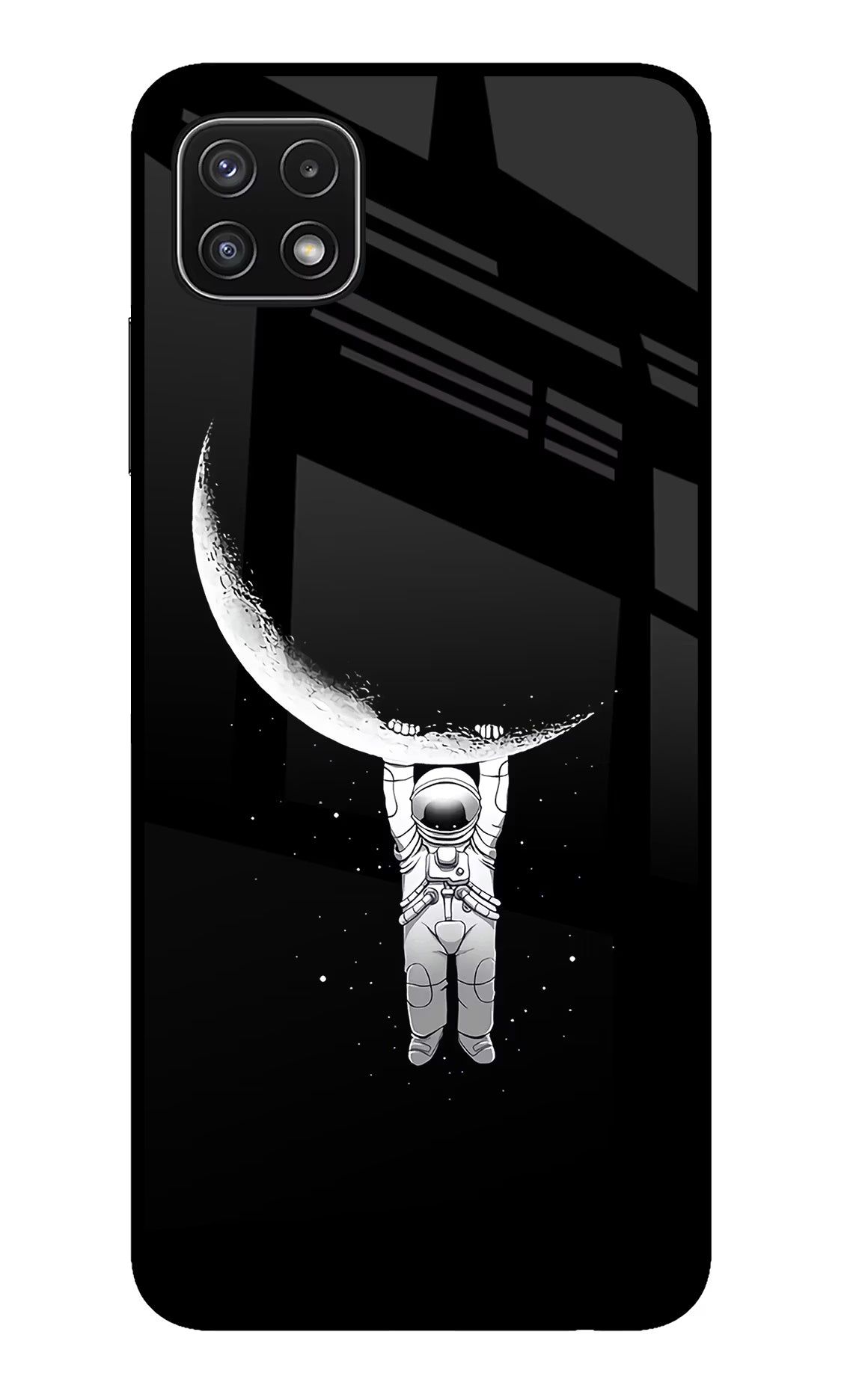 Moon Space Samsung A22 5G Back Cover - Moon Space Samsung A22 5G Glass Case Back Cover by Casekaro Moon Space Samsung A22 5G Glass Case Back Cover by Casekaro