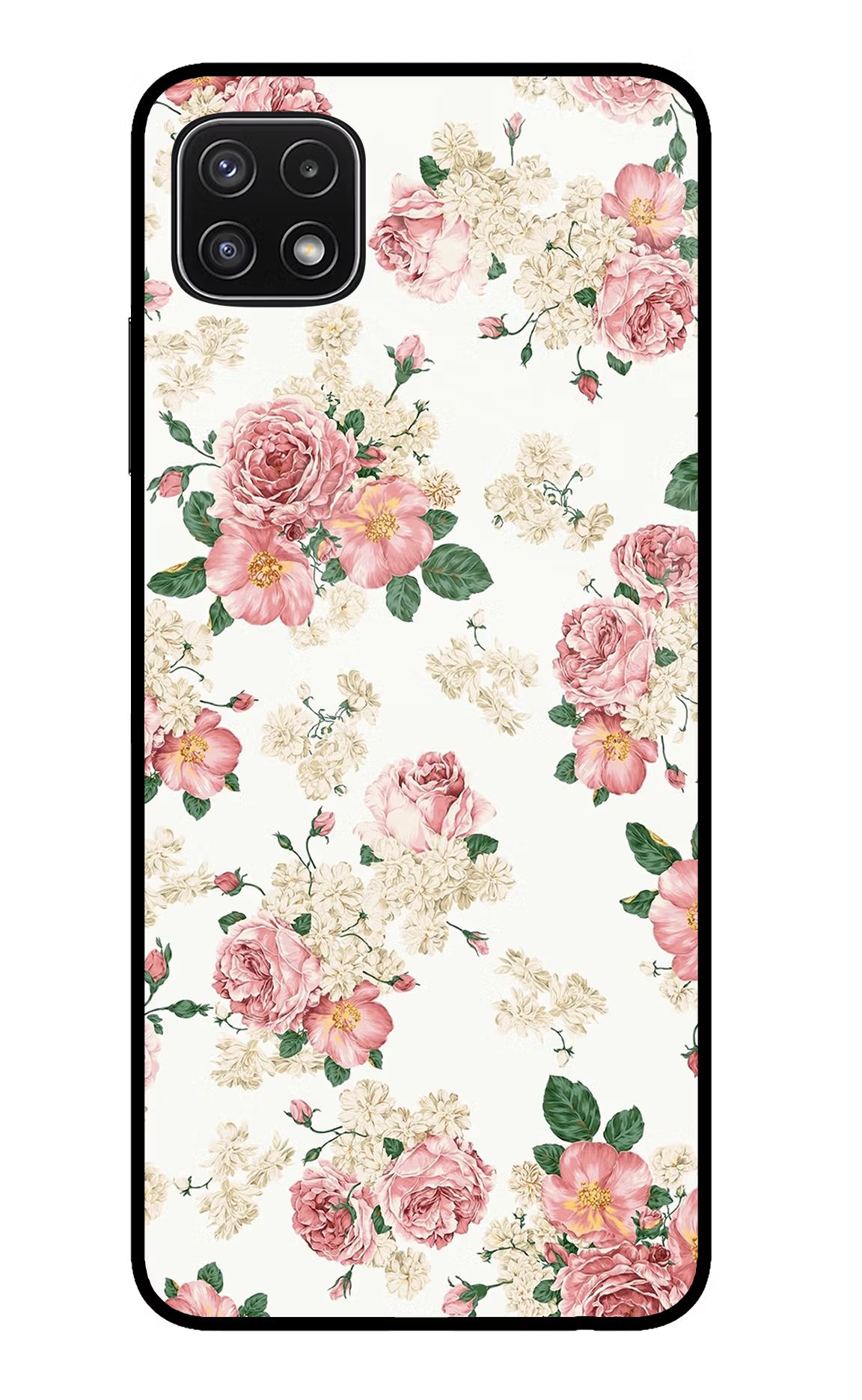 Flowers Samsung A22 5G Back Cover - Flowers Samsung A22 5G Glass Case Back Cover by Casekaro Flowers Samsung A22 5G Glass Case Back Cover by Casekaro