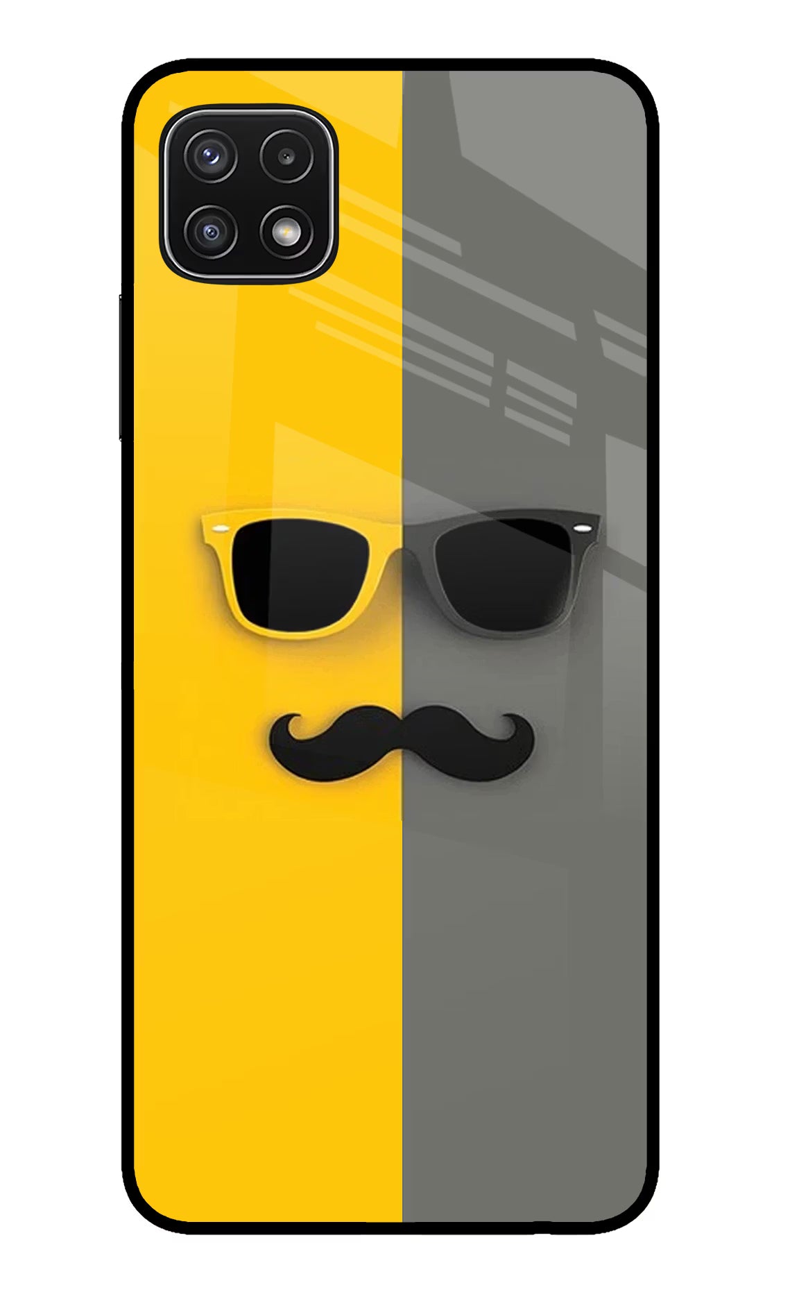 Sunglasses with Mustache Samsung A22 5G Glass Case - Sunglasses with Mustache Samsung A22 5G Glass Case Sunglasses with Mustache Samsung A22 5G Glass Case