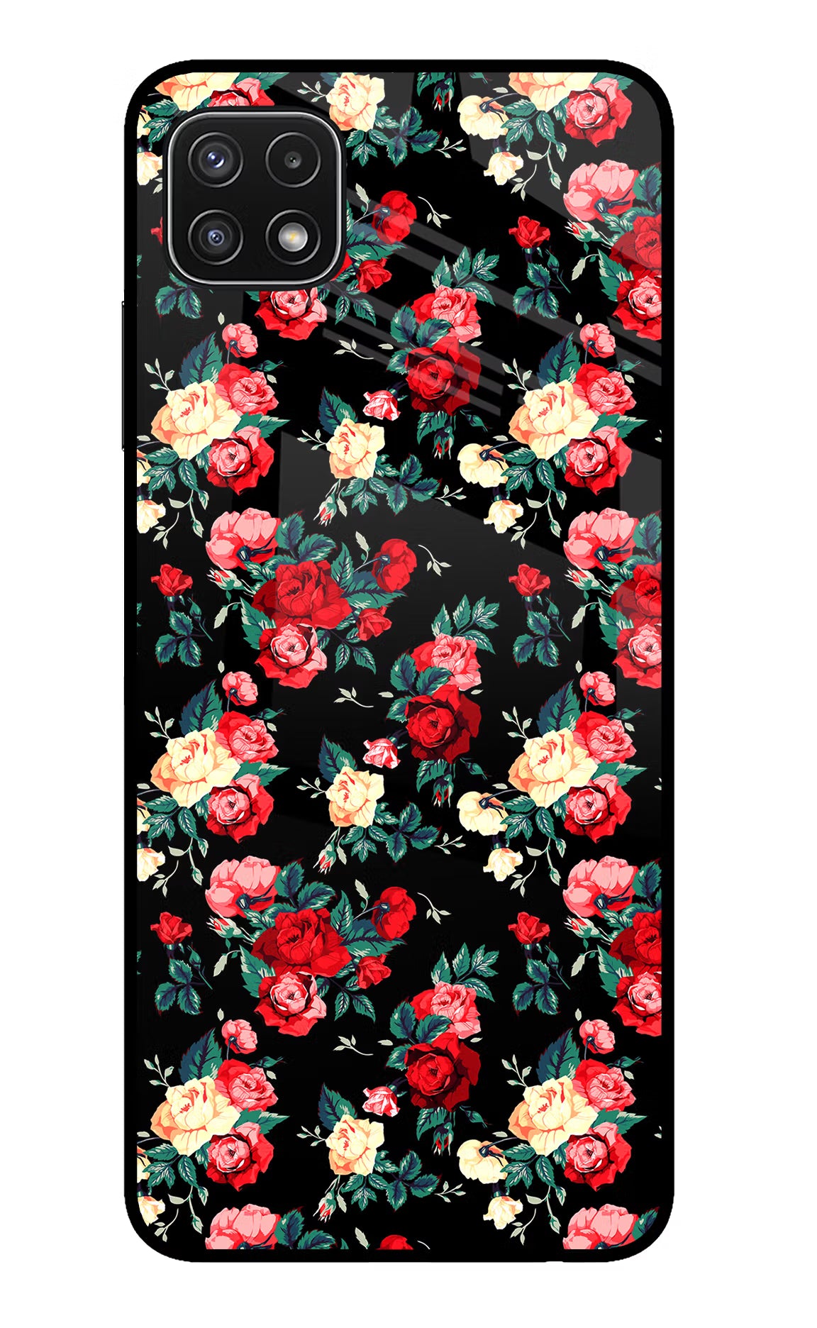 Rose Pattern Samsung A22 5G Glass Case - Rose Pattern Samsung A22 5G Glass Case Rose Pattern Samsung A22 5G Glass Case
