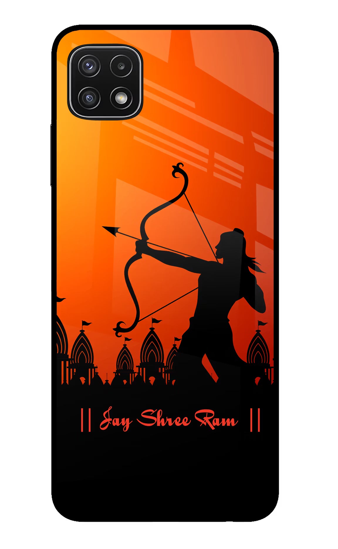 Lord Ram - 4 Samsung A22 5G Back Cover - Lord Ram - 4 Samsung A22 5G Glass Case Back Cover by Casekaro Lord Ram - 4 Samsung A22 5G Glass Case Back Cover by Casekaro