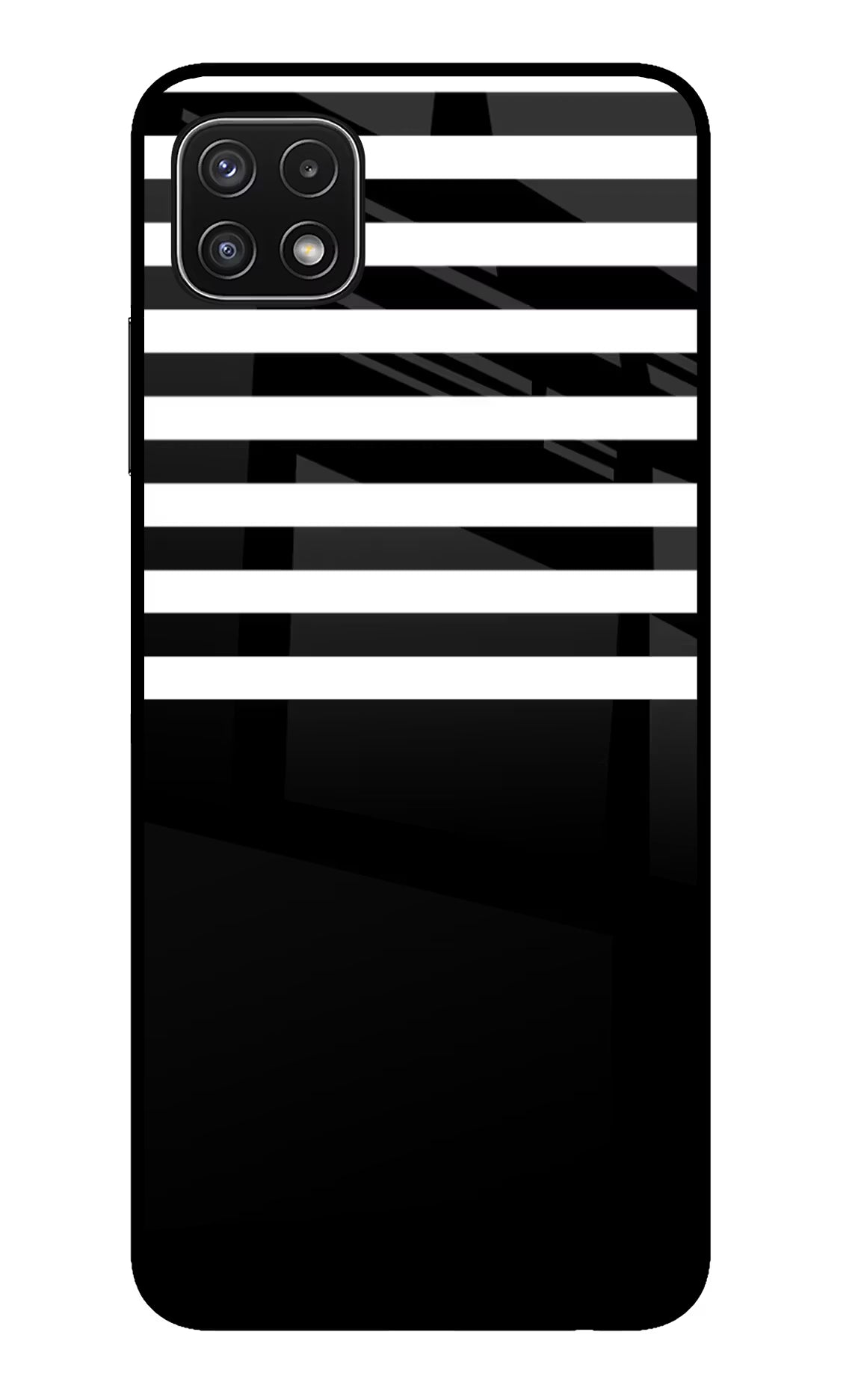 Black and White Print Samsung A22 5G Back Cover - Black and White Print Samsung A22 5G Glass Case Back Cover by Casekaro Black and White Print Samsung A22 5G Glass Case Back Cover by Casekaro