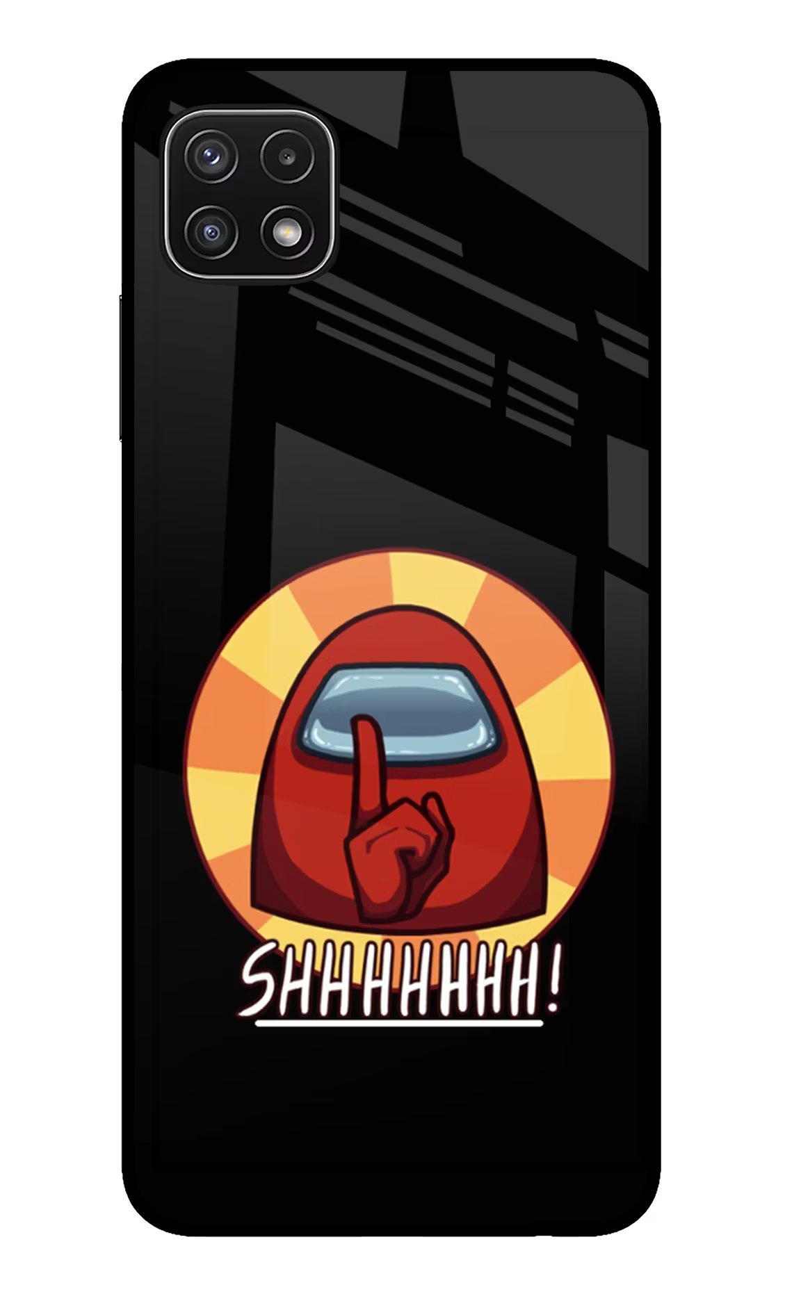 Among Us Shhh! Samsung A22 5G Back Cover - Among Us Shhh! Samsung A22 5G Glass Case Back Cover by Casekaro Among Us Shhh! Samsung A22 5G Glass Case Back Cover by Casekaro
