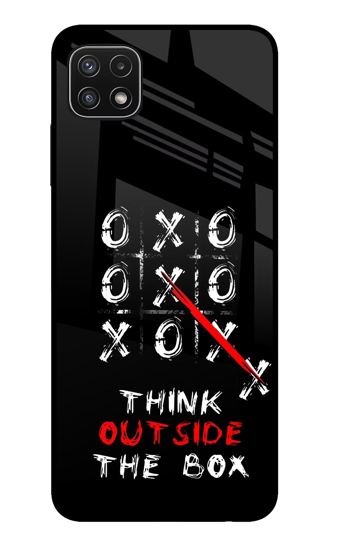 Think out of the BOX Samsung A22 5G Back Cover - Think out of the BOX Samsung A22 5G Glass Case Back Cover by Casekaro Think out of the BOX Samsung A22 5G Glass Case Back Cover by Casekaro
