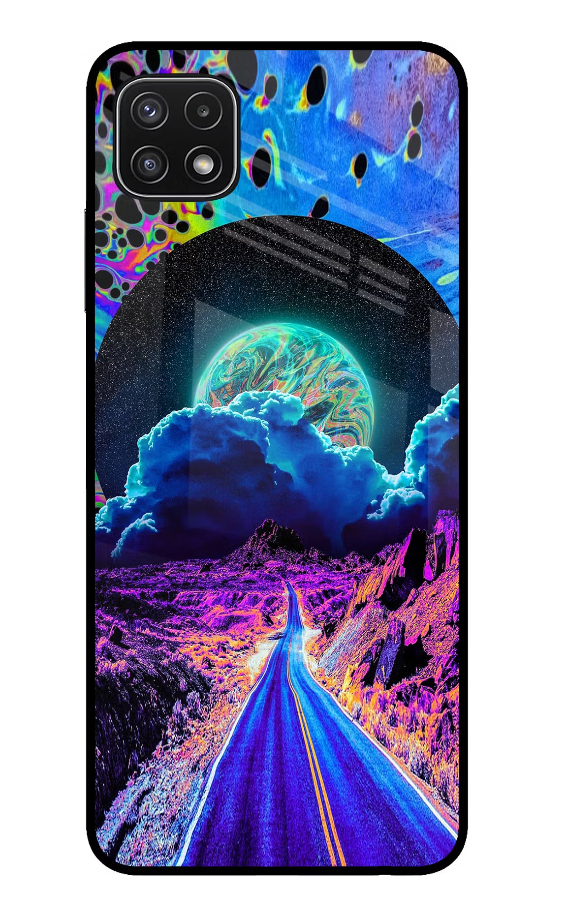Psychedelic Painting Samsung A22 5G Back Cover - Psychedelic Painting Samsung A22 5G Glass Case Back Cover by Casekaro Psychedelic Painting Samsung A22 5G Glass Case Back Cover by Casekaro