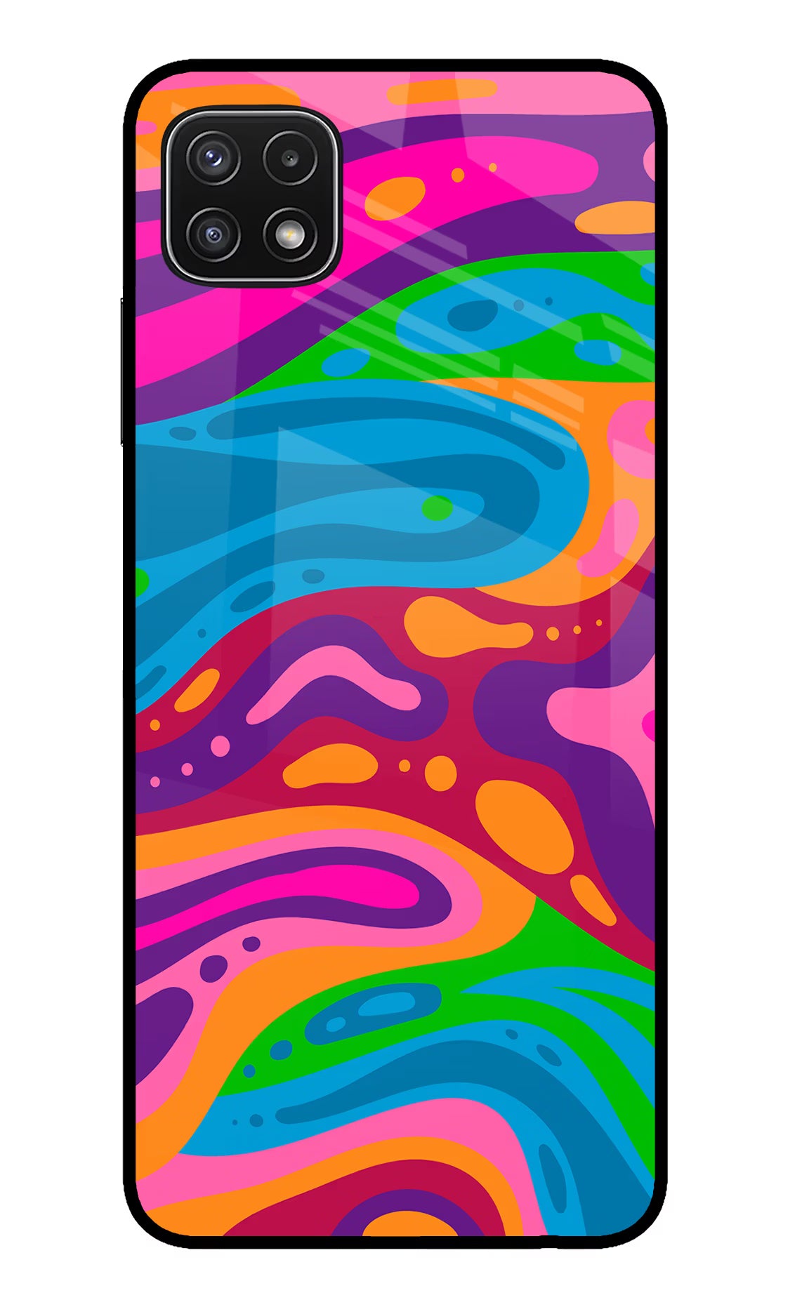 Trippy Pattern Samsung A22 5G Back Cover - Trippy Pattern Samsung A22 5G Glass Case Back Cover by Casekaro Trippy Pattern Samsung A22 5G Glass Case Back Cover by Casekaro