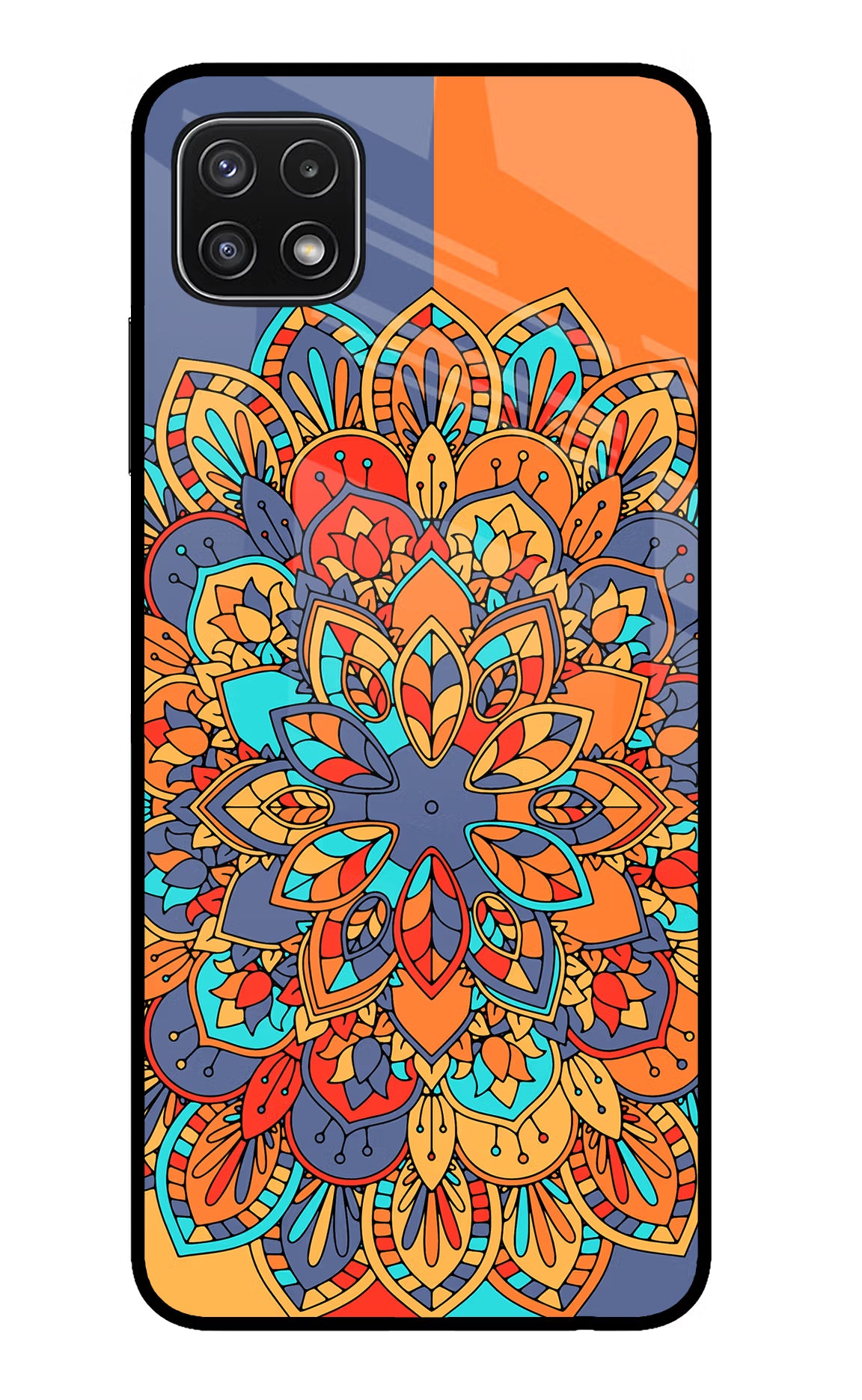 Color Mandala Samsung A22 5G Back Cover - Color Mandala Samsung A22 5G Glass Case Back Cover by Casekaro Color Mandala Samsung A22 5G Glass Case Back Cover by Casekaro