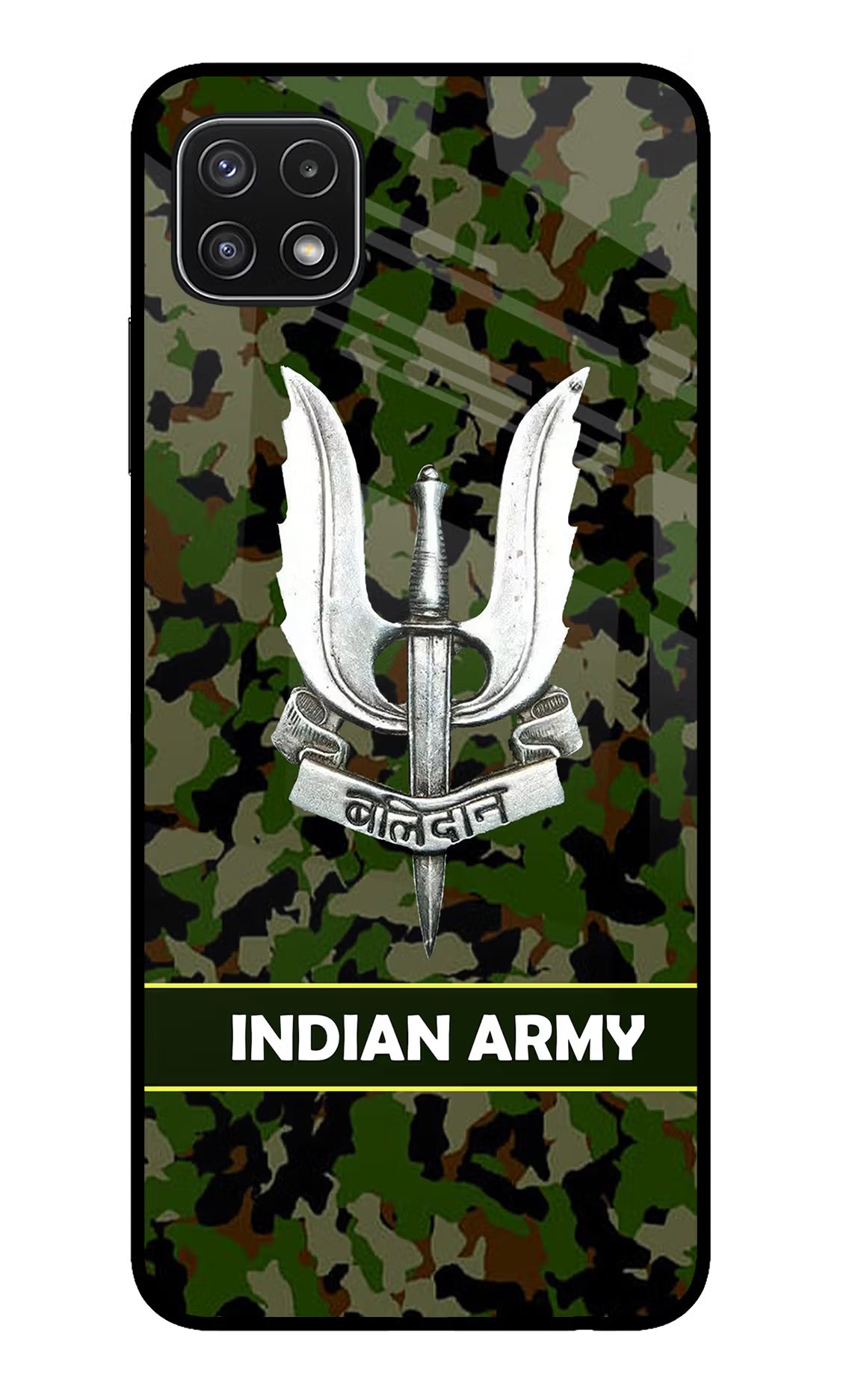 Balidan Indian Logo Samsung A22 5G Back Cover - Balidan Indian Logo Samsung A22 5G Glass Case Back Cover by Casekaro Balidan Indian Logo Samsung A22 5G Glass Case Back Cover by Casekaro