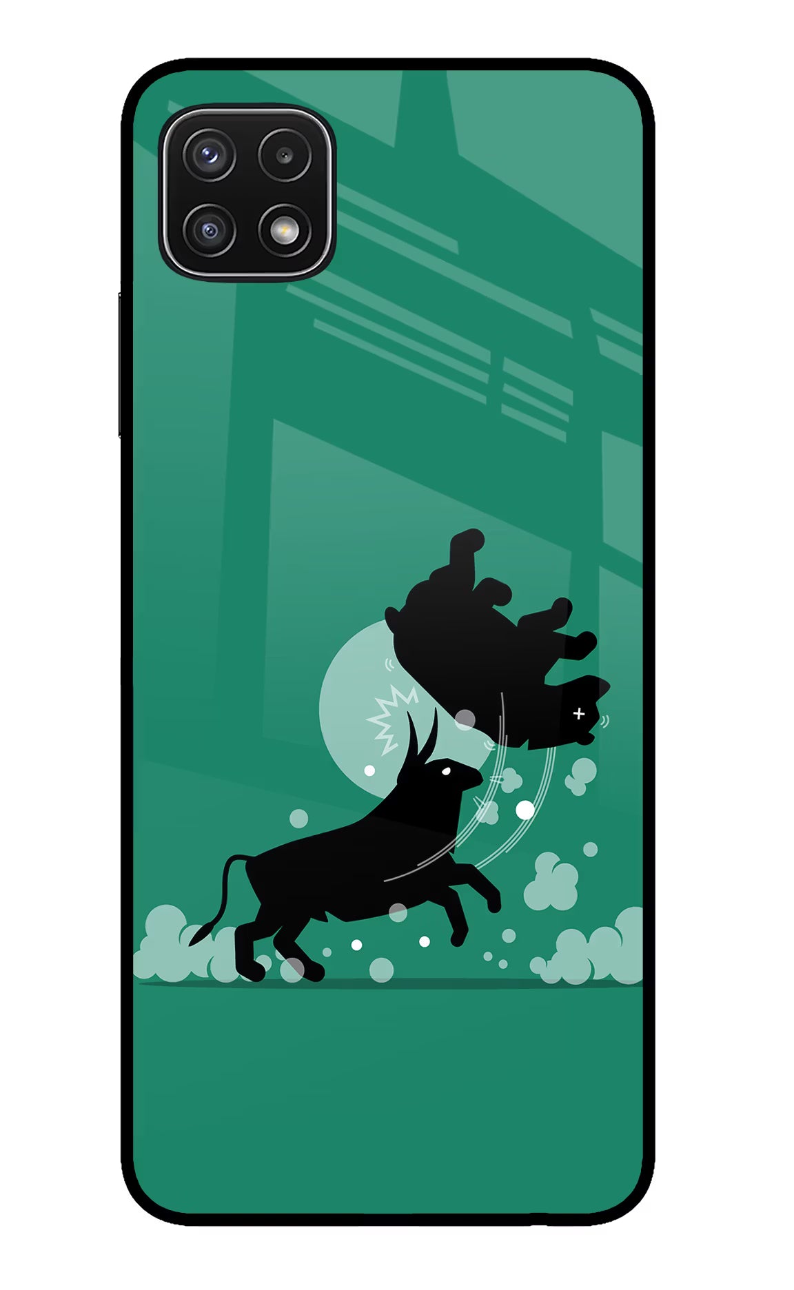 Bull Conqueror Samsung A22 5G Back Cover - Bull Conqueror Samsung A22 5G Glass Case Back Cover by Casekaro Bull Conqueror Samsung A22 5G Glass Case Back Cover by Casekaro