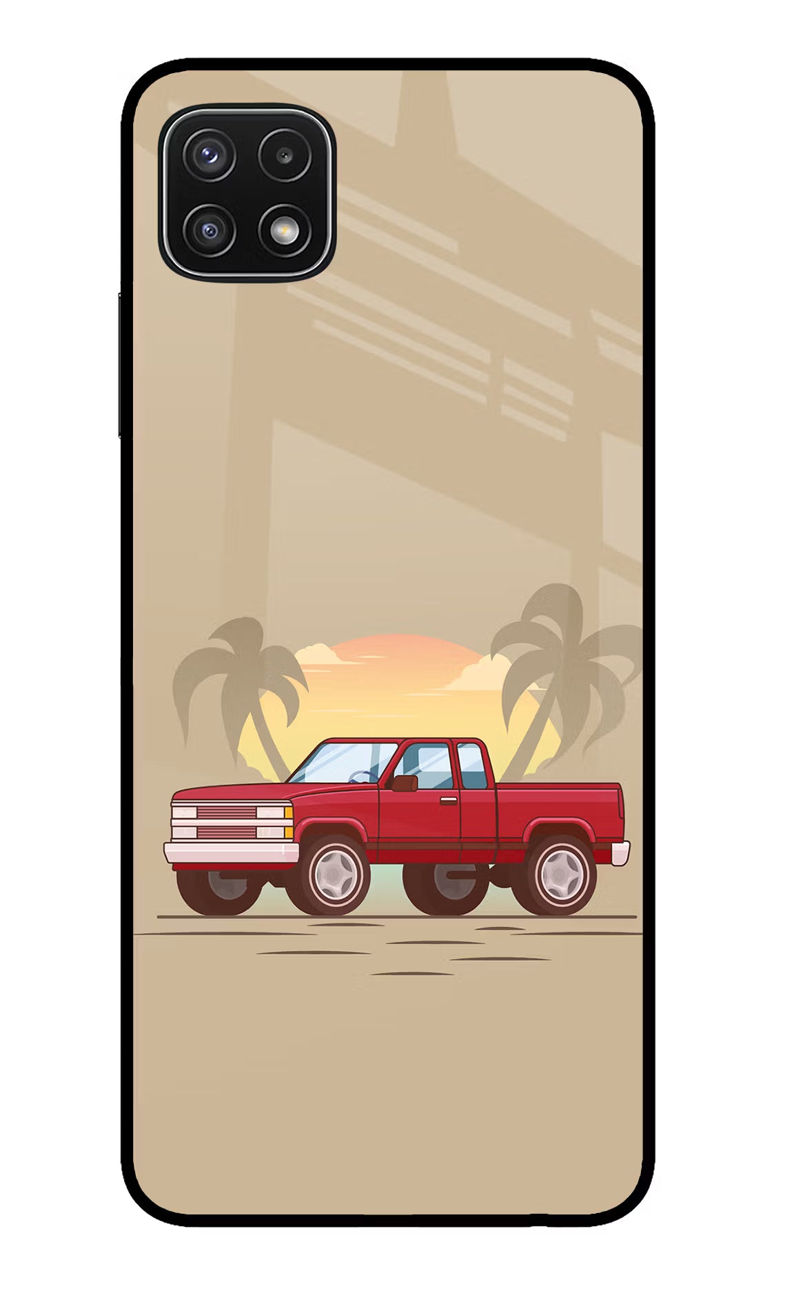 Desert Classic Drive Samsung A22 5G Back Cover - Desert Classic Drive Samsung A22 5G Glass Case Back Cover by Casekaro Desert Classic Drive Samsung A22 5G Glass Case Back Cover by Casekaro
