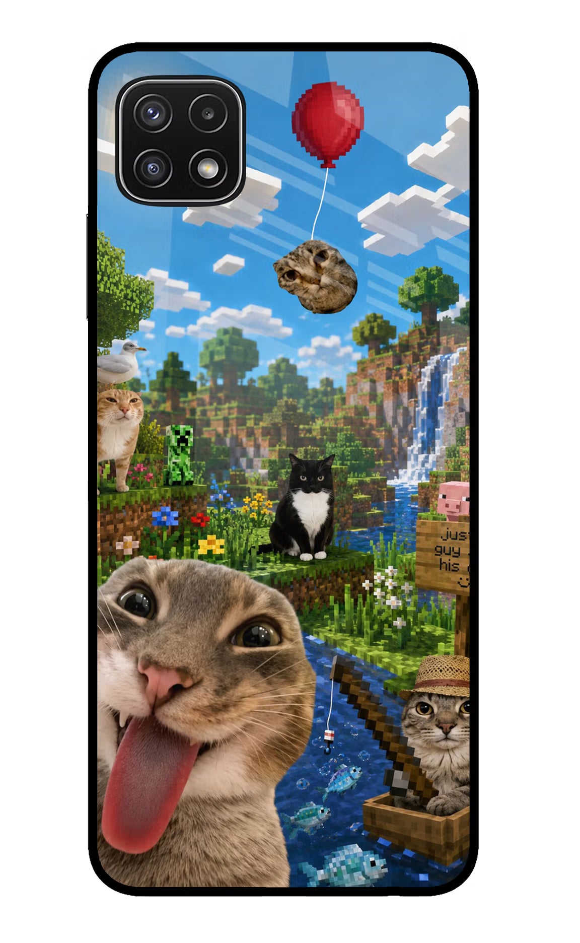 Minecraft Cat Chaos Samsung A22 5G Glass Case - Minecraft Cat Chaos Samsung A22 5G Glass Case Minecraft Cat Chaos Samsung A22 5G Glass Case