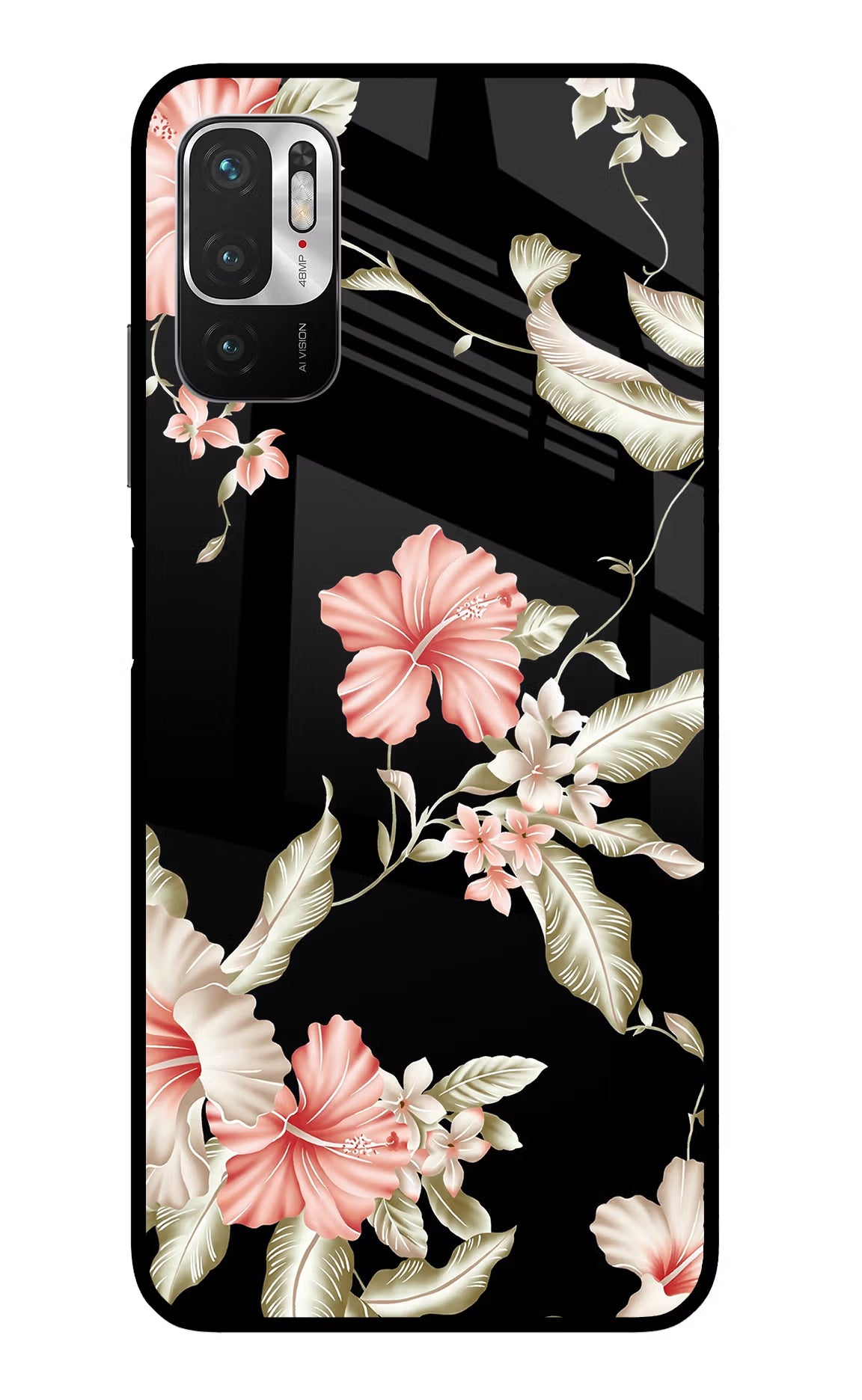 Flowers Redmi Note 10T 5G Back Cover - Flowers Redmi Note 10T 5G Glass Case Back Cover by Casekaro Flowers Redmi Note 10T 5G Glass Case Back Cover by Casekaro