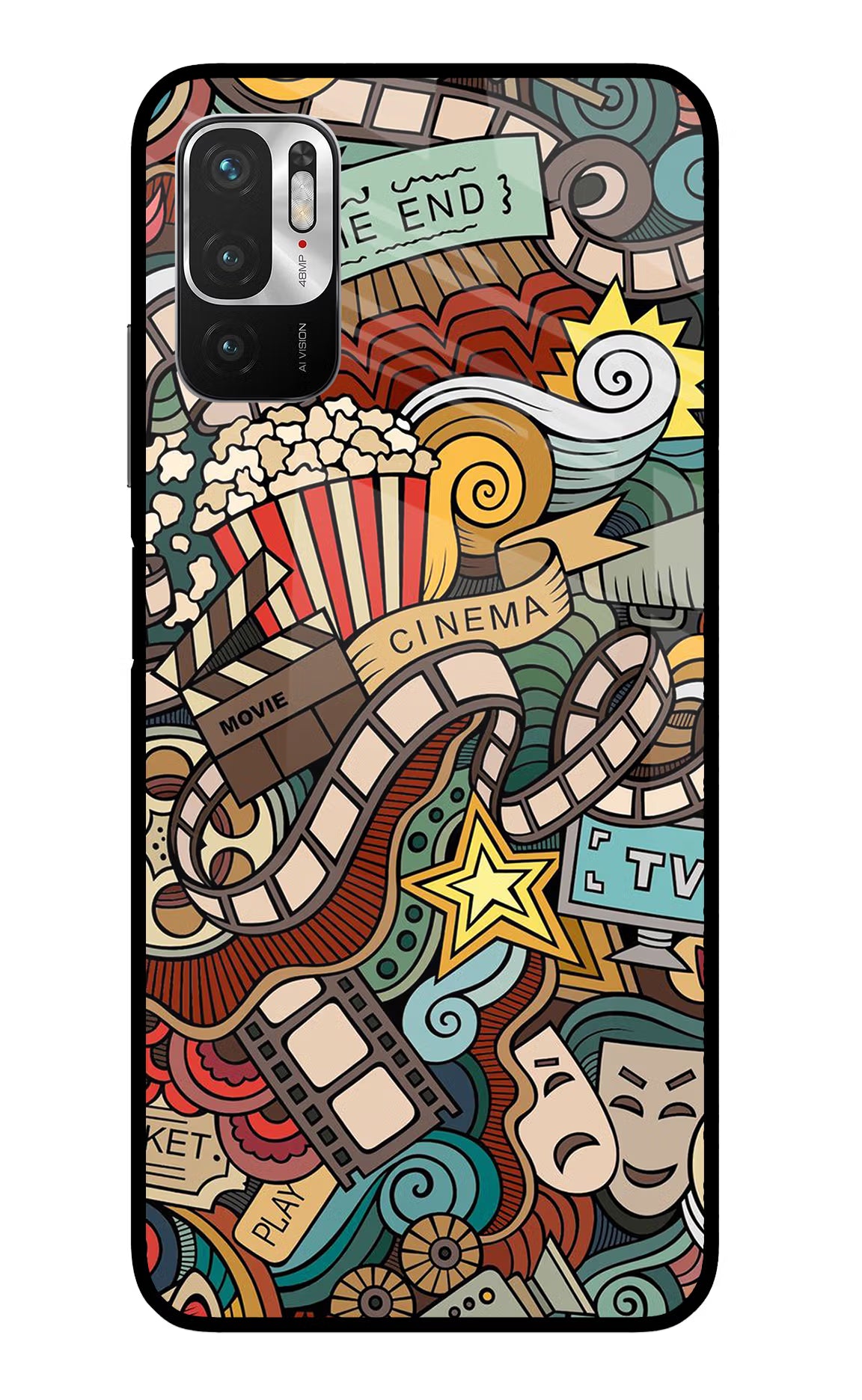 Cinema Abstract Redmi Note 10T 5G Back Cover - Cinema Abstract Redmi Note 10T 5G Glass Case Back Cover by Casekaro Cinema Abstract Redmi Note 10T 5G Glass Case Back Cover by Casekaro