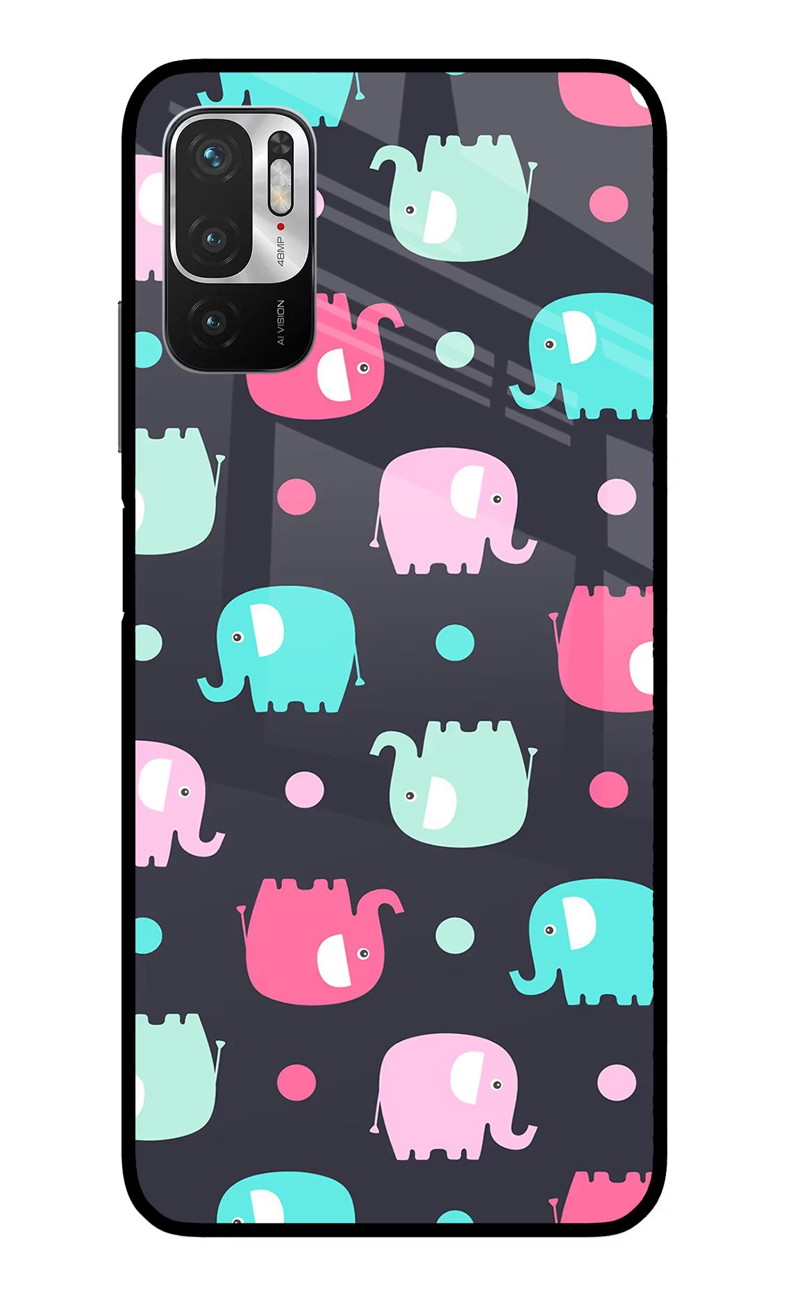 Elephants Redmi Note 10T 5G Back Cover - Elephants Redmi Note 10T 5G Glass Case Back Cover by Casekaro Elephants Redmi Note 10T 5G Glass Case Back Cover by Casekaro