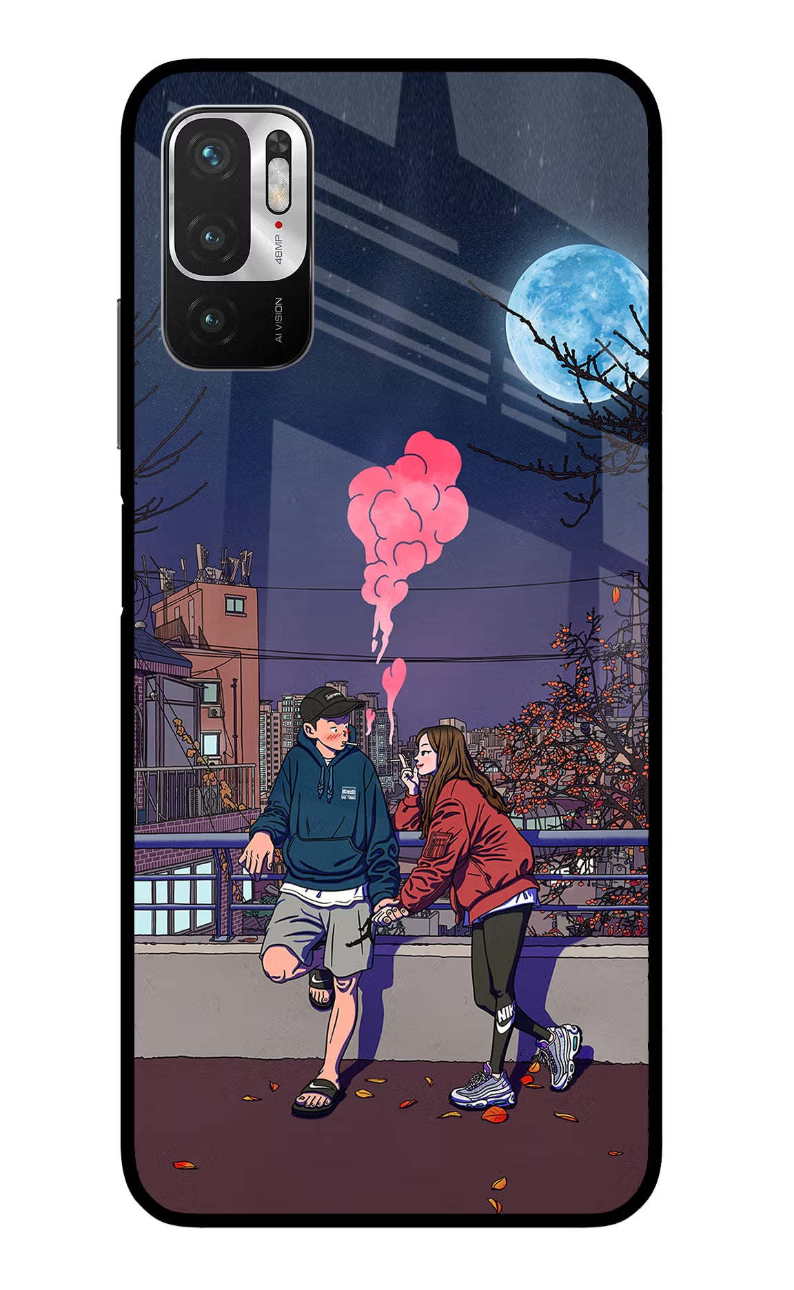 Chilling Couple Redmi Note 10T 5G Back Cover - Chilling Couple Redmi Note 10T 5G Glass Case Back Cover by Casekaro Chilling Couple Redmi Note 10T 5G Glass Case Back Cover by Casekaro
