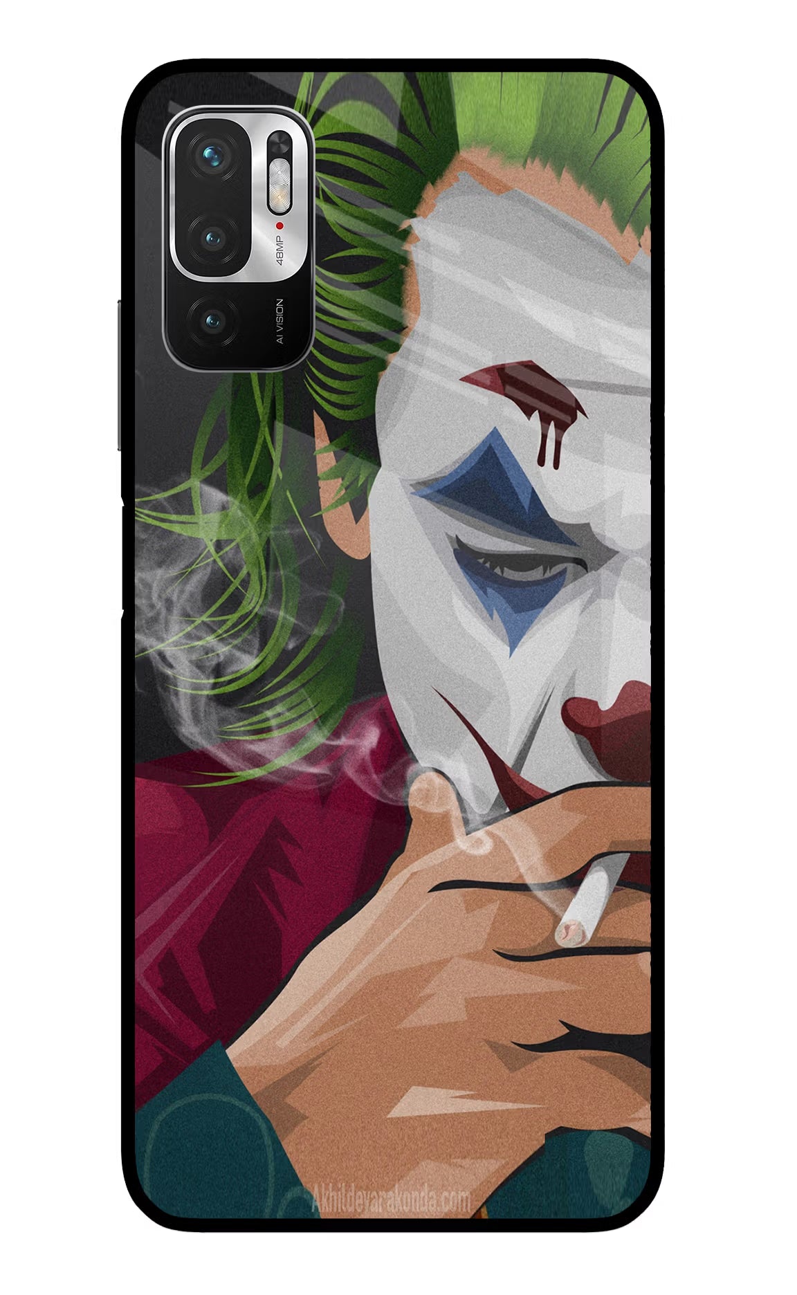 Joker Smoking Redmi Note 10T 5G Back Cover - Joker Smoking Redmi Note 10T 5G Glass Case Back Cover by Casekaro Joker Smoking Redmi Note 10T 5G Glass Case Back Cover by Casekaro