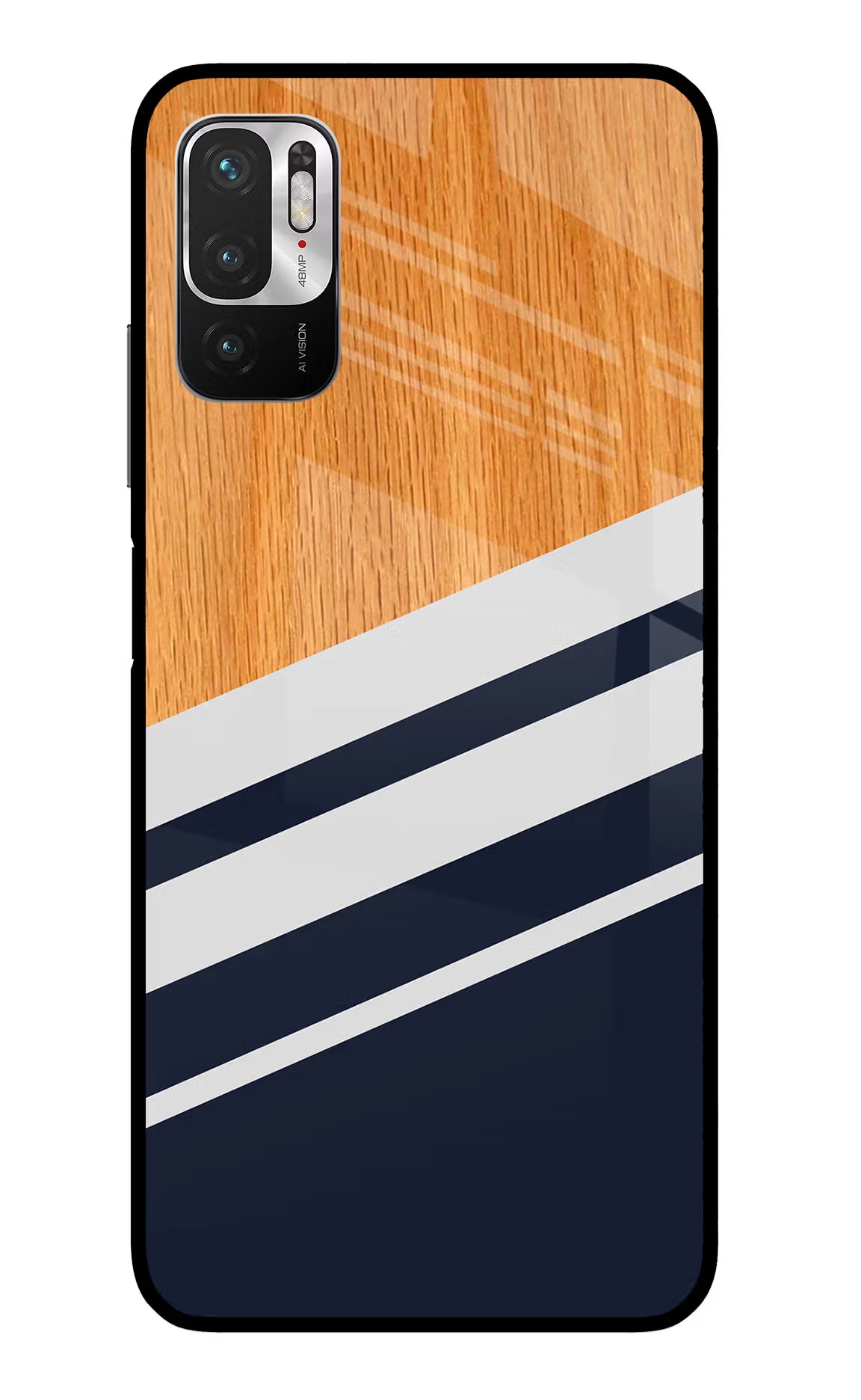 Blue and white wooden Redmi Note 10T 5G Back Cover - Blue and white wooden Redmi Note 10T 5G Glass Case Back Cover by Casekaro Blue and white wooden Redmi Note 10T 5G Glass Case Back Cover by Casekaro