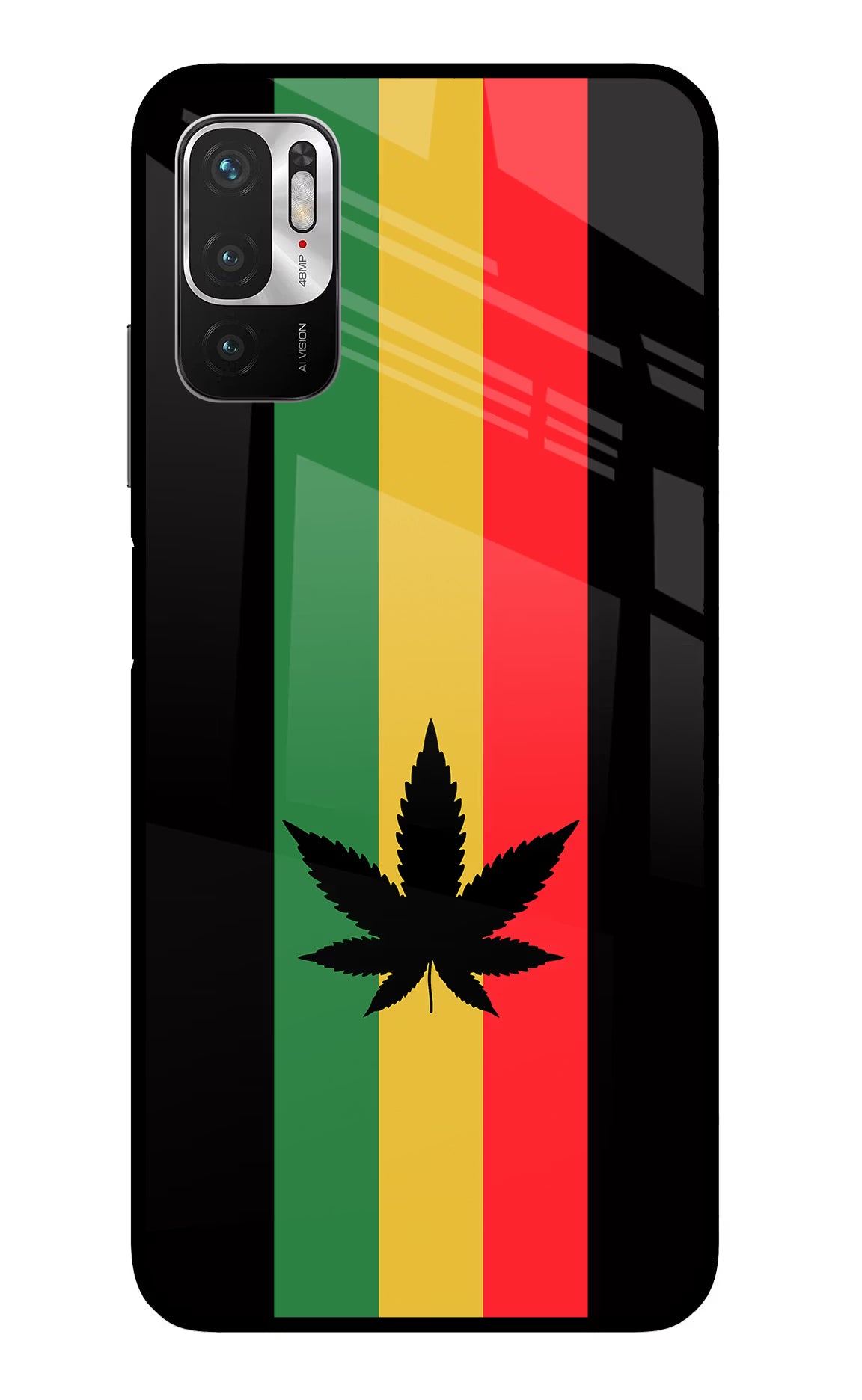 Weed Flag Redmi Note 10T 5G Back Cover - Weed Flag Redmi Note 10T 5G Glass Case Back Cover by Casekaro Weed Flag Redmi Note 10T 5G Glass Case Back Cover by Casekaro