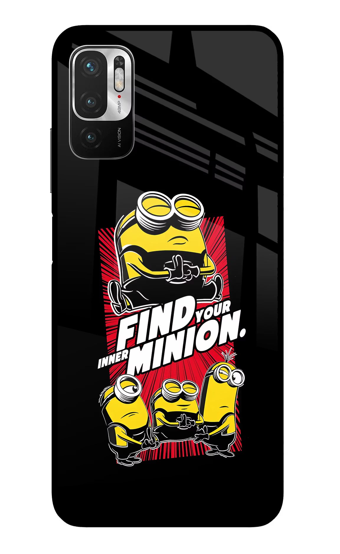 Find your inner Minion Redmi Note 10T 5G Back Cover - Find your inner Minion Redmi Note 10T 5G Glass Case Back Cover by Casekaro Find your inner Minion Redmi Note 10T 5G Glass Case Back Cover by Casekaro