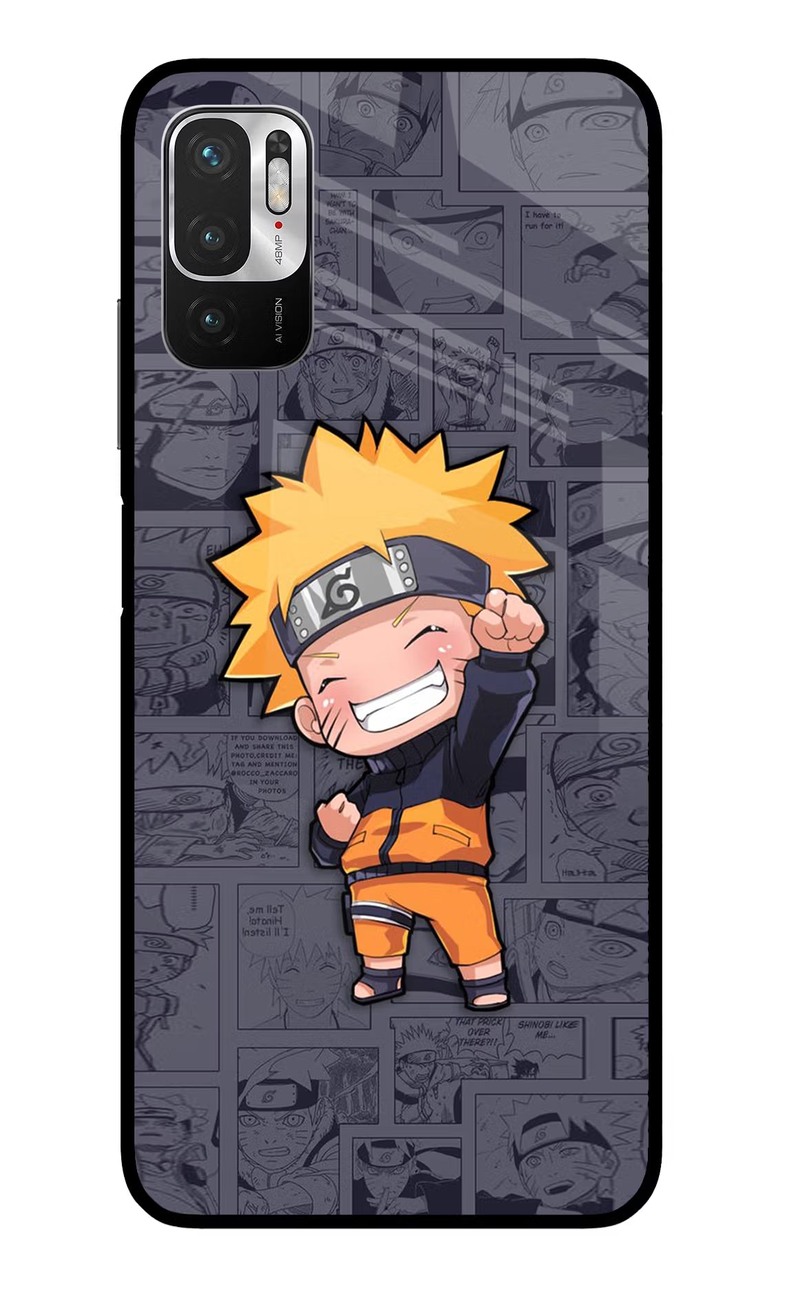 Chota Naruto Redmi Note 10T 5G Back Cover - Chota Naruto Redmi Note 10T 5G Glass Case Back Cover by Casekaro Chota Naruto Redmi Note 10T 5G Glass Case Back Cover by Casekaro